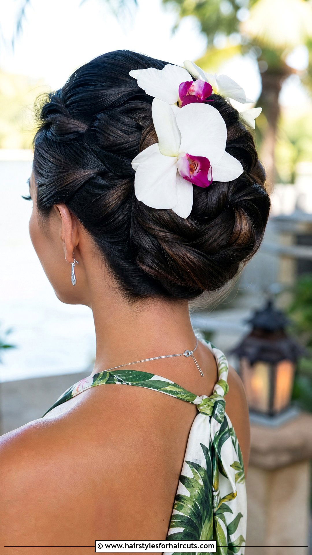 Twisted Updo With Orchids - 25 flower hairstyles - 25 flower hairstyles