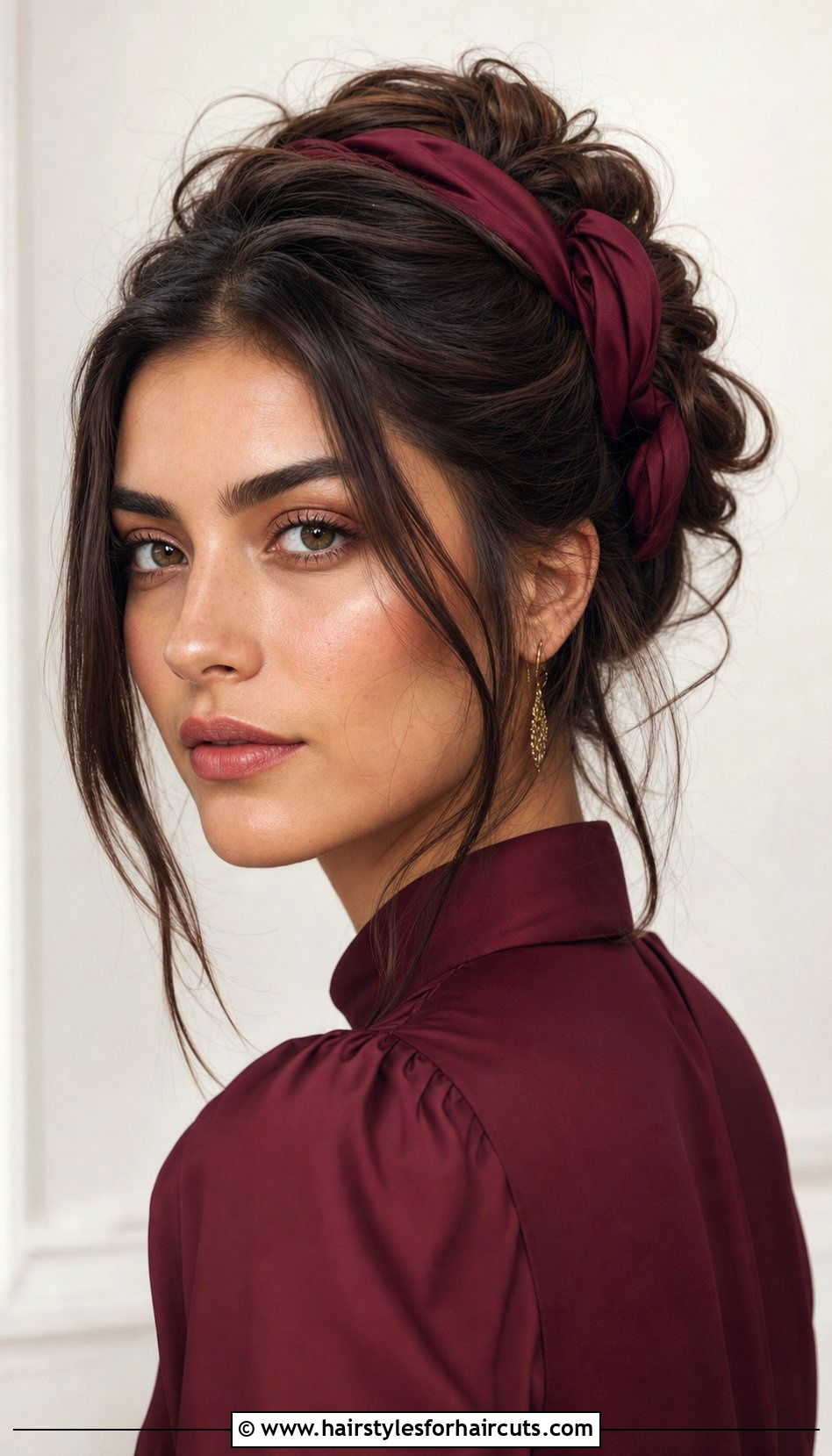 Twisted Updo With Scarf - 25 scarf hairstyles for long hair - 25 scarf hairstyles for long hair