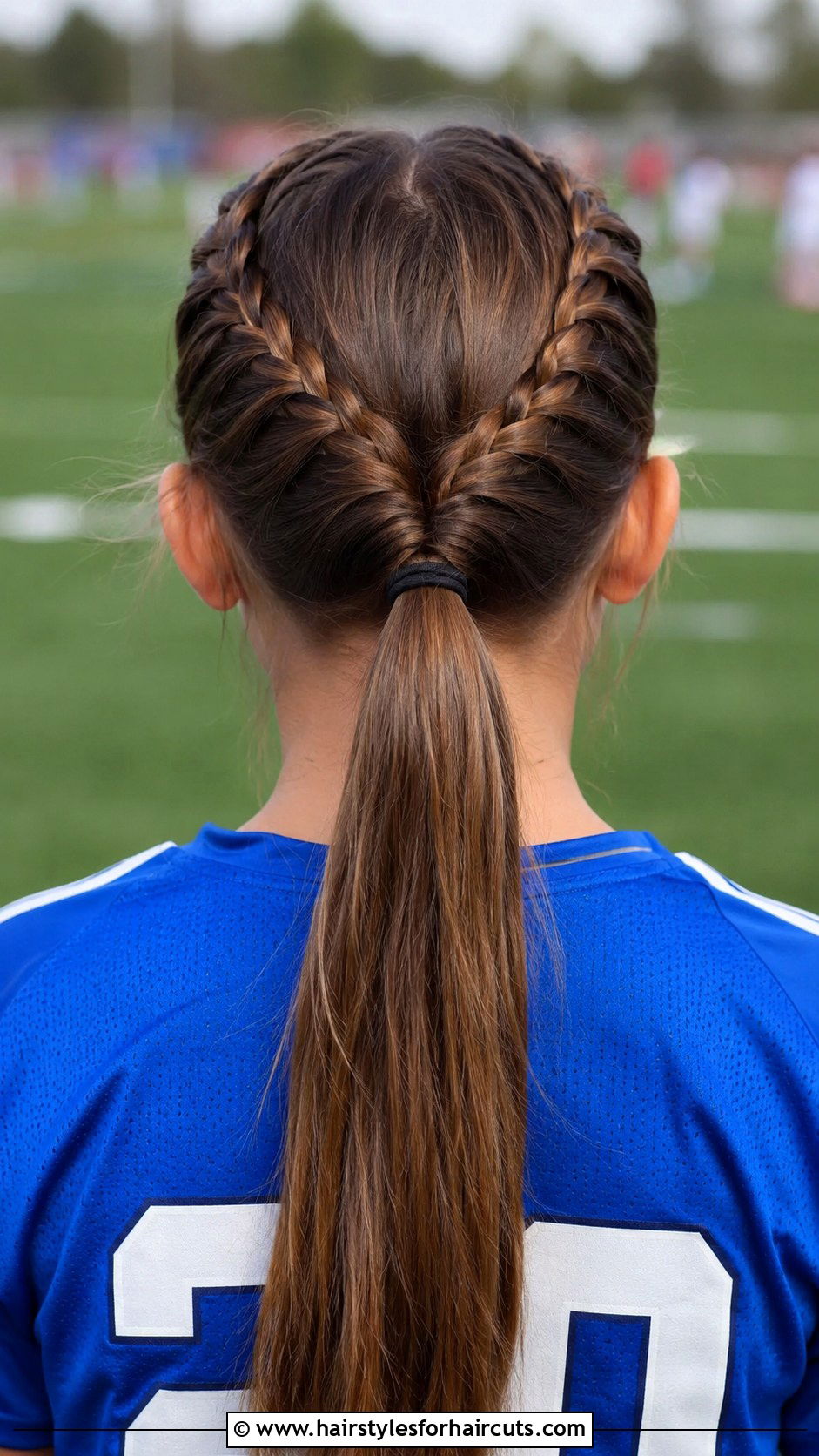 Two Braids Into One Ponytail - 25 basketball hairstyles for girls - 25 basketball hairstyles for girls