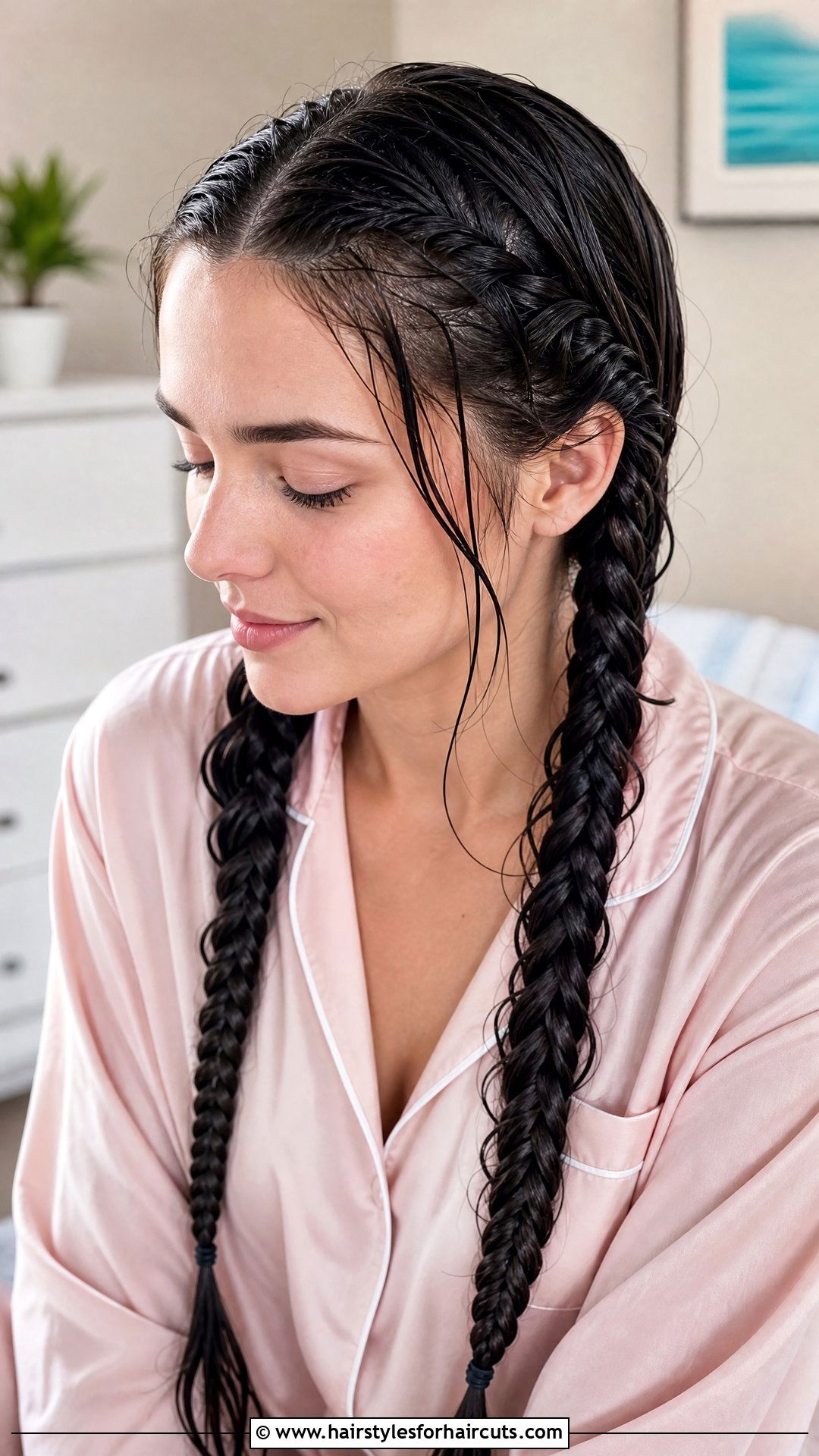 Two Dutch Braids For Wet Hair - 25 hairstyles for wet hair to sleep in - 25 hairstyles for wet hair to sleep in