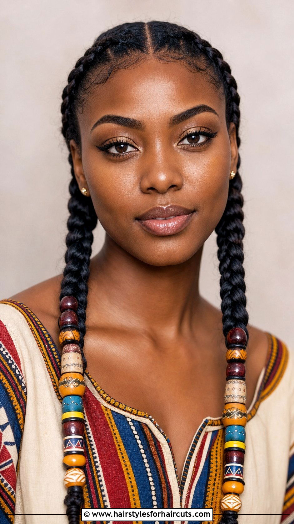 Two Fulani Braids With Beads - 25 two braids hairstyles black hair - 25 two braids hairstyles, black hair