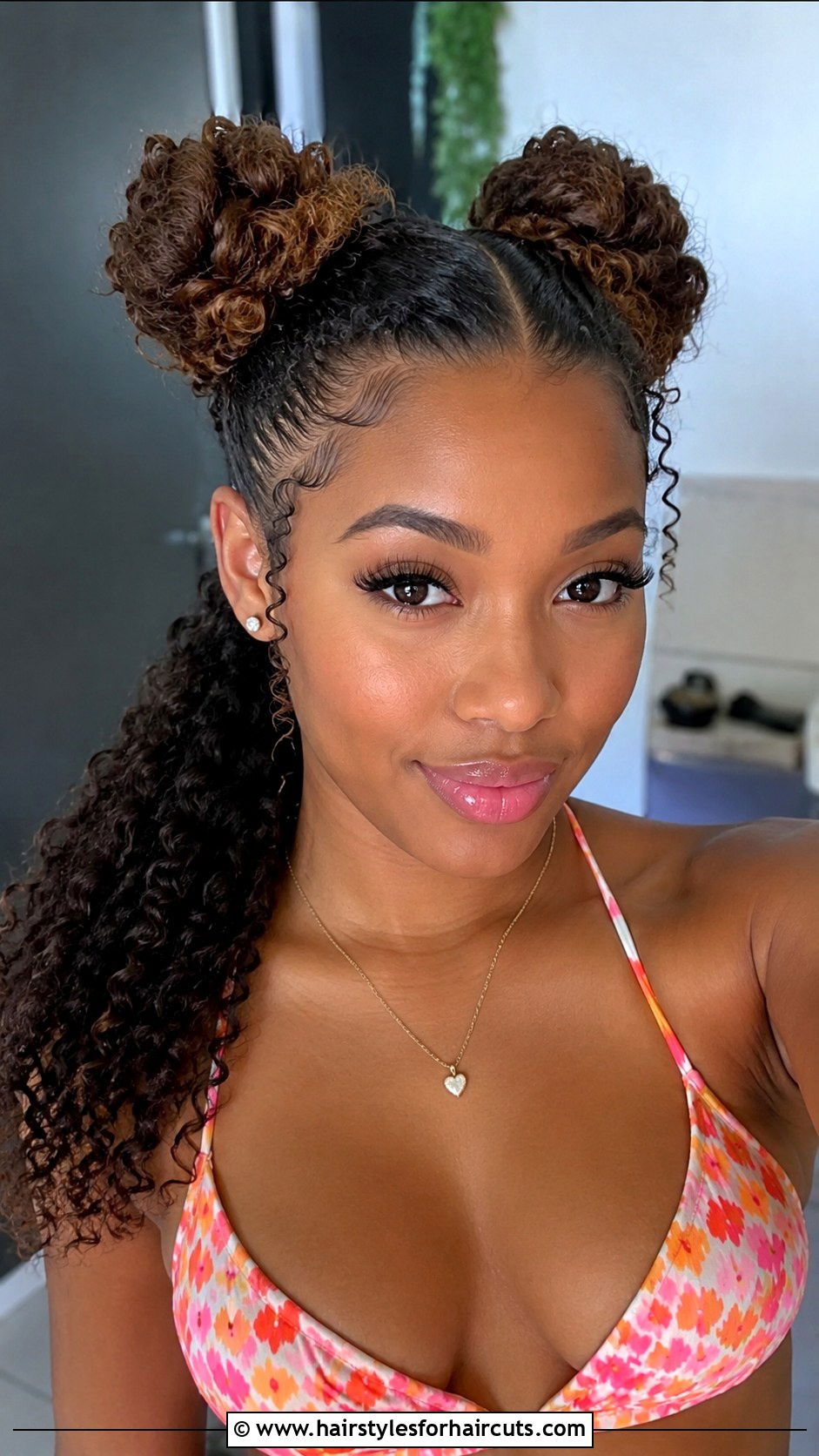 Two Side Buns With Curly Ponytail - 25 short curly ponytail hairstyles for black hair - 25 short curly ponytail hairstyles for black hair