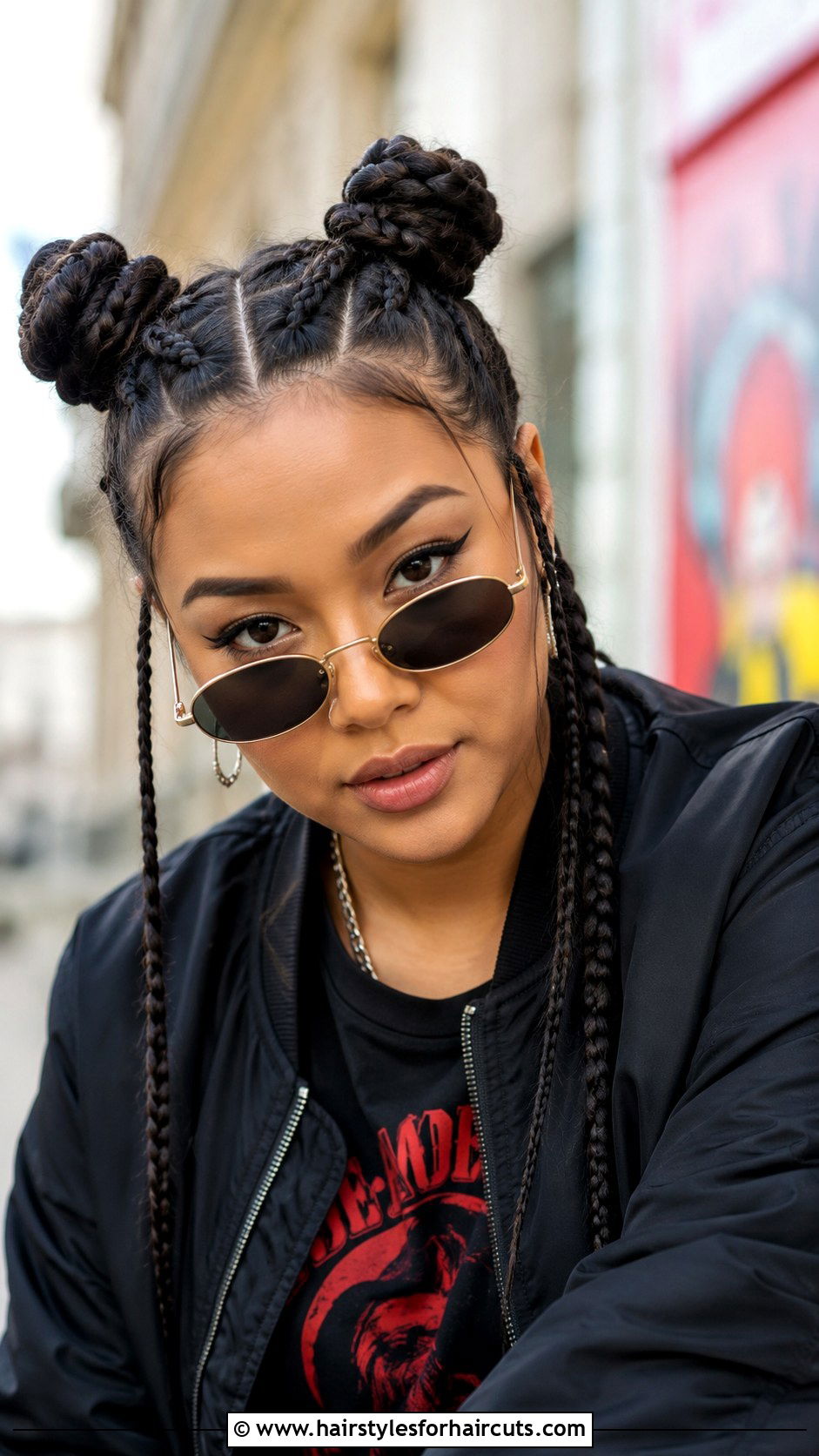 Two Space Buns With Braids - 25 birthday hairstyles for black hair - 25 birthday hairstyles for black hair