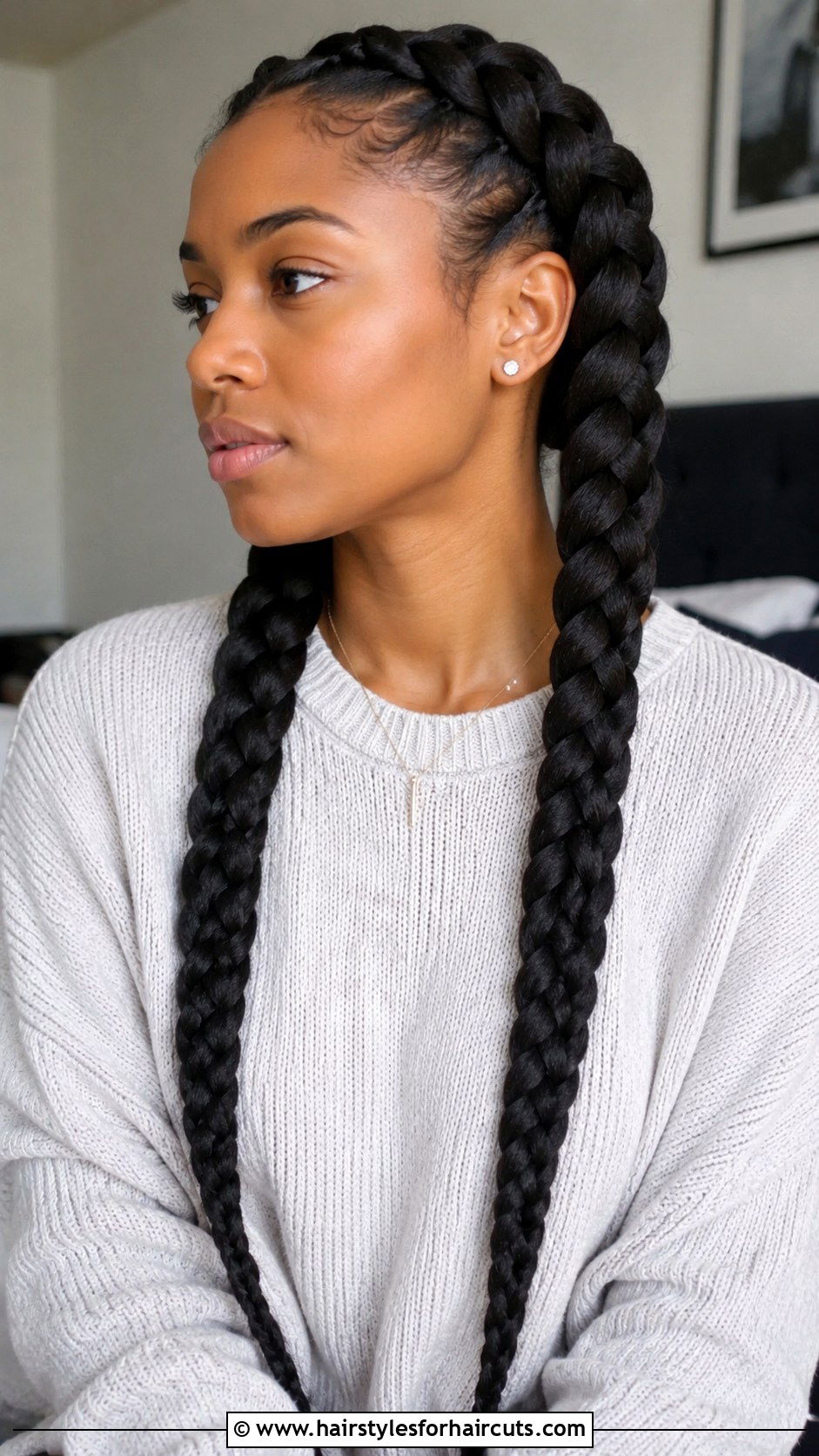 Two Statement Braids - 25 braided hairstyles natural hair - 25 braided hairstyles natural hair
