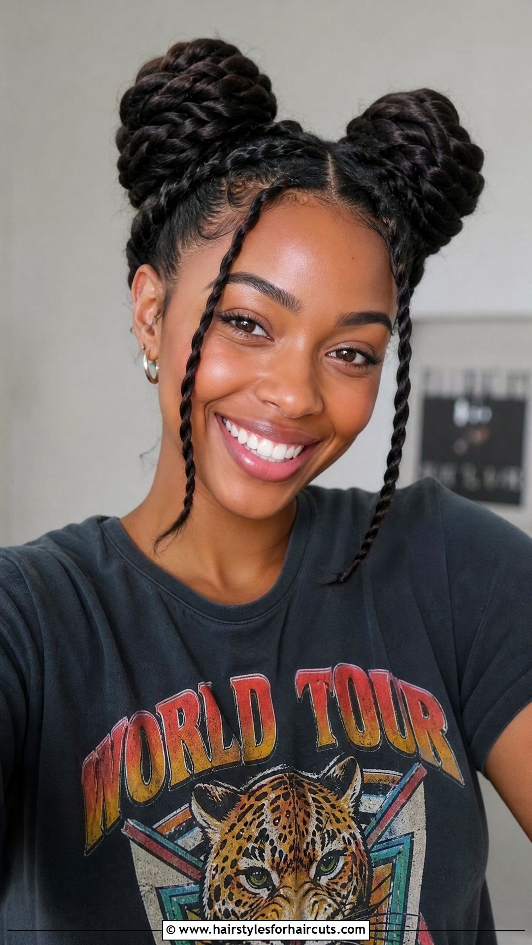 Two Strand Twist Space Buns - 25 two strand twist hairstyles for natural hair - 25 two strand twist hairstyles for natural hair