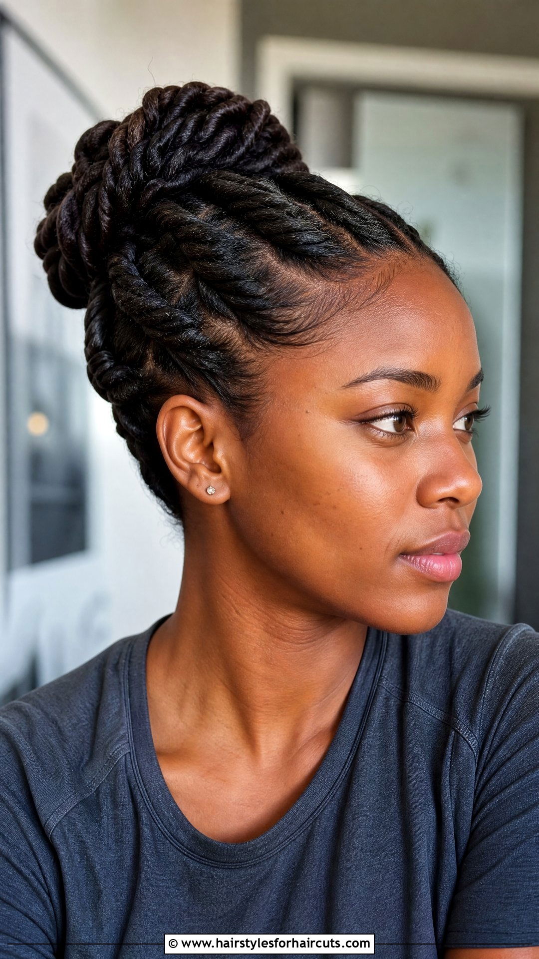 Two Strand Twist Updo - 25 workout hairstyles for black hair - 25 workout hairstyles for black hair
