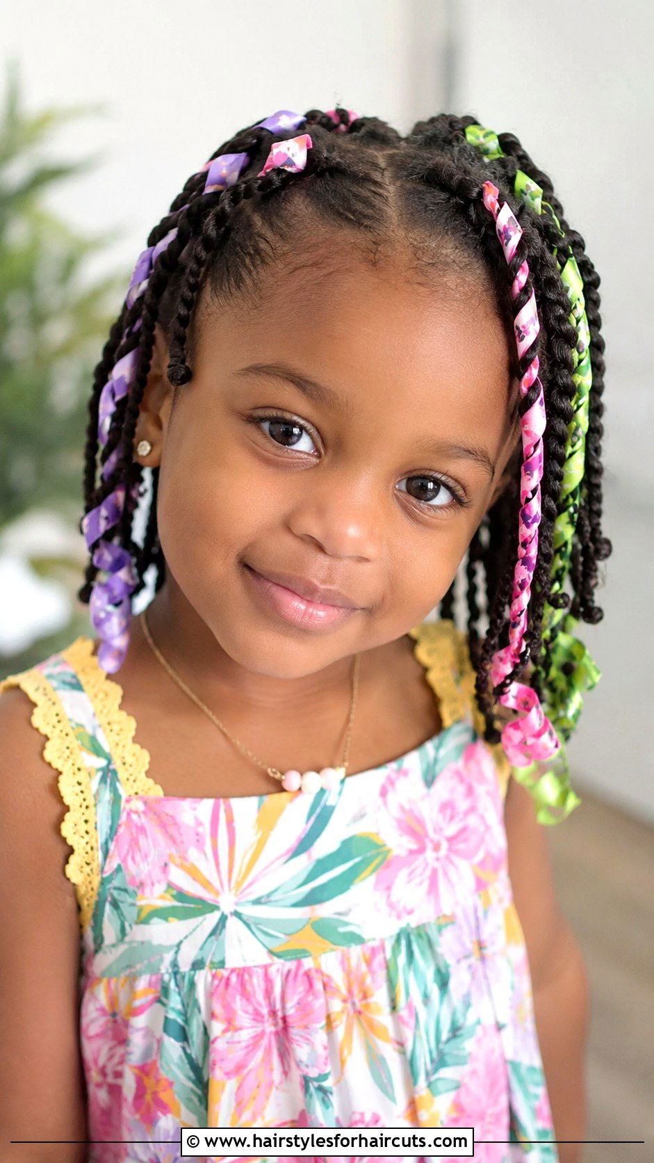 Two Strand Twists With Ribbons - 25 protective hairstyles for natural hair kids - 25 protective hairstyles for natural hair kids