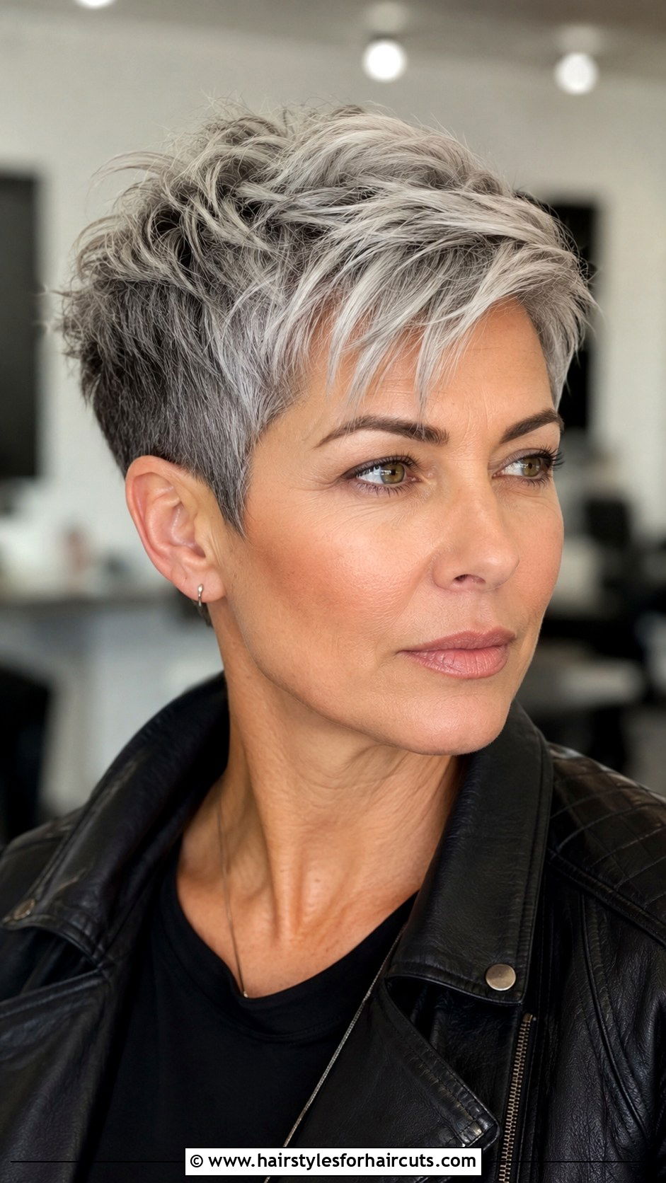 Two Tone Grey Pixie - 25 grey hair short haircuts - 25 grey hair short haircuts