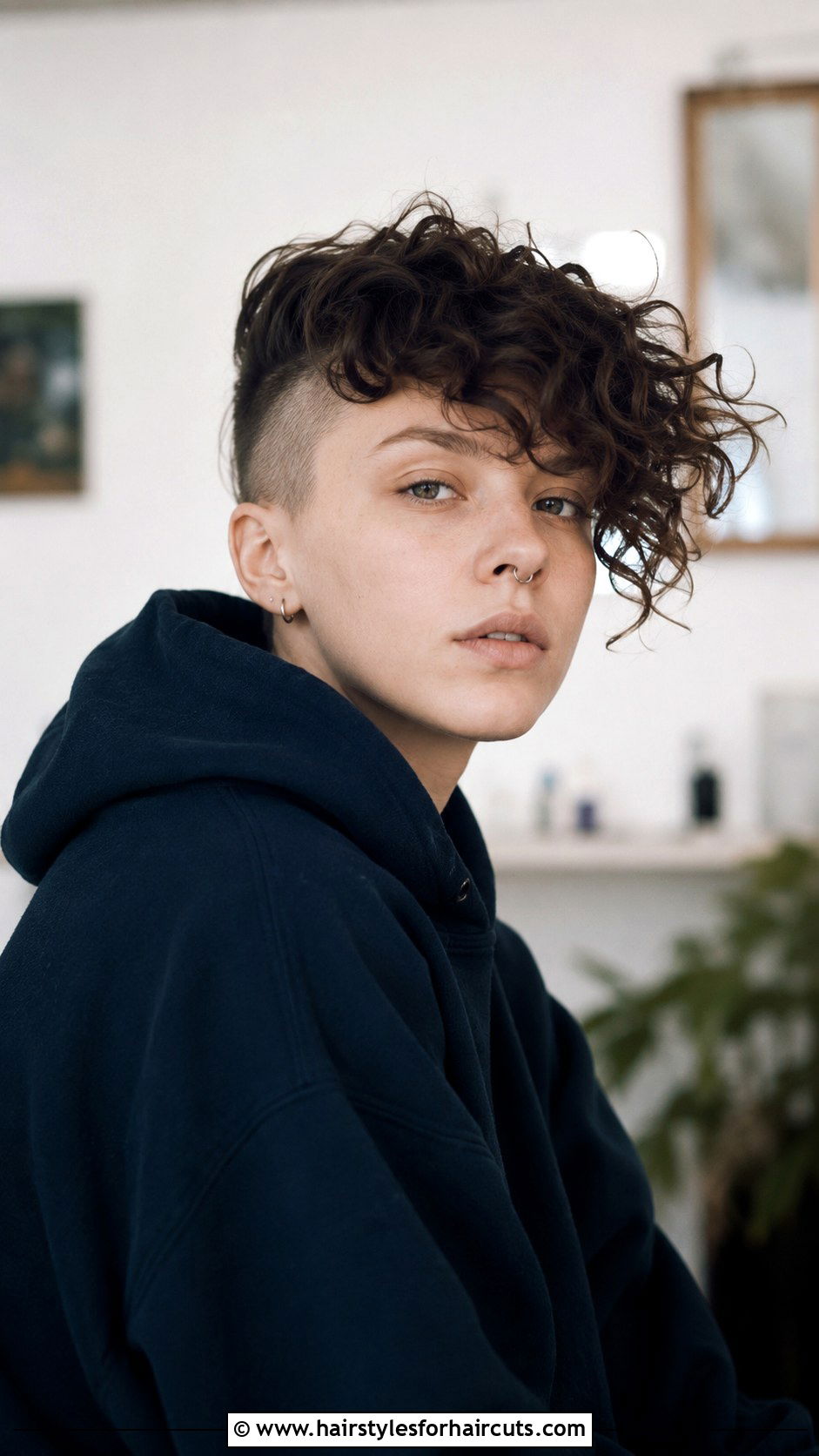 Undercut With Long Curls - 25 genderfluid haircuts for curly hair - 25 genderfluid haircuts for curly hair