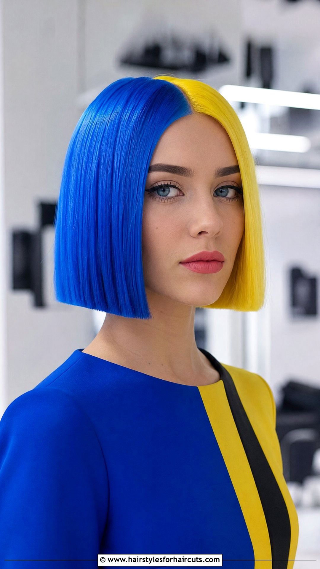 Unicorn Color Block Straight Bob - 25 unicorn haircuts straight hair - 25 unicorn haircuts straight hair