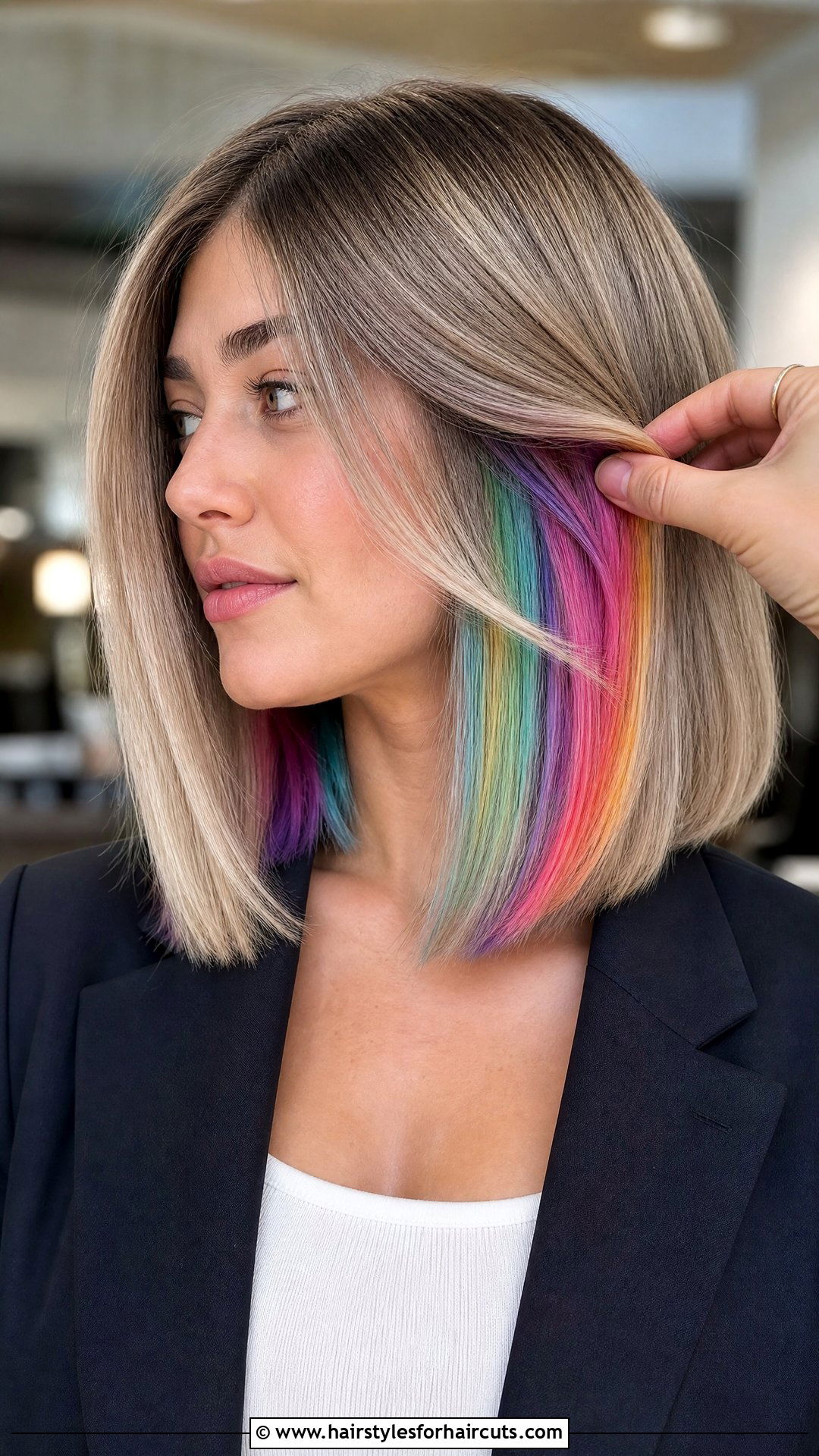 Unicorn Peekaboo Straight Lob - 25 unicorn haircuts straight hair - 25 unicorn haircuts straight hair