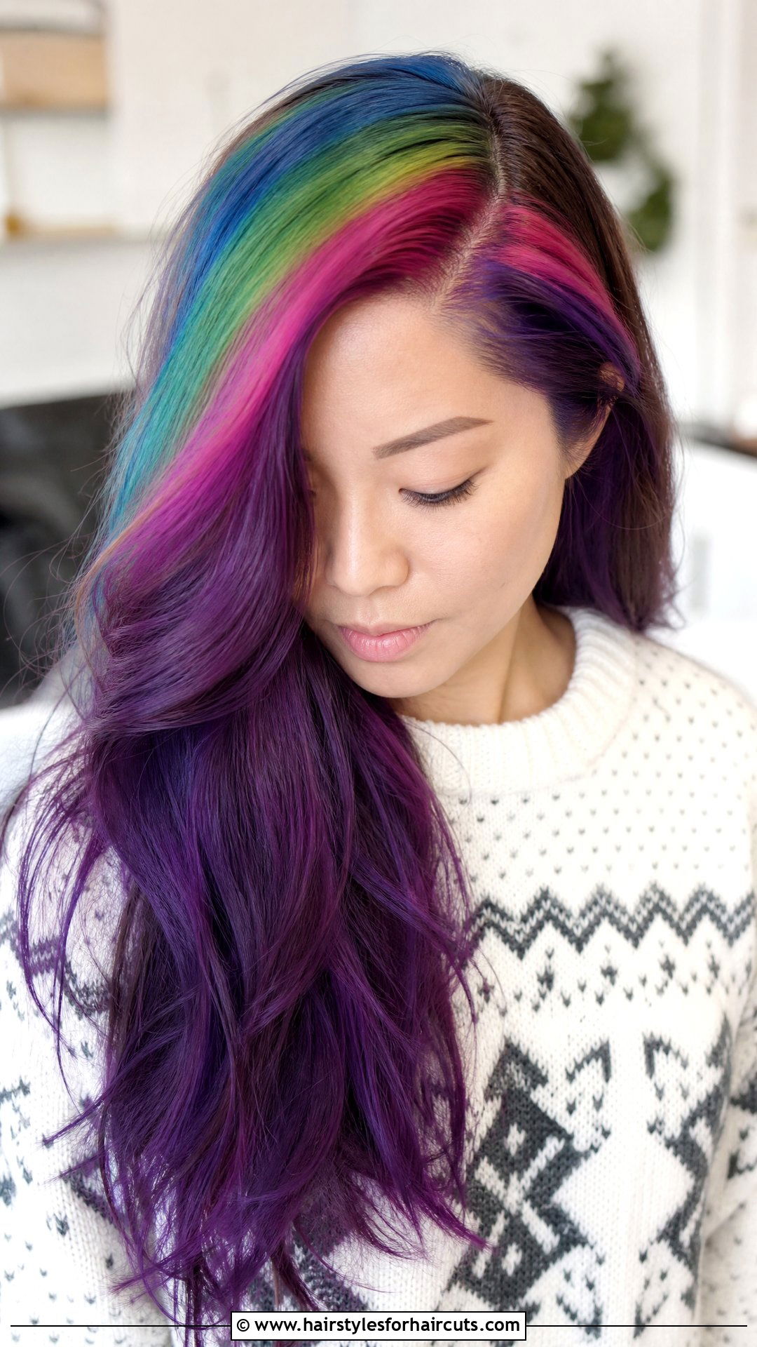 Unicorn Side Part Long Hair - 25 unicorn haircuts - 25 unicorn haircuts