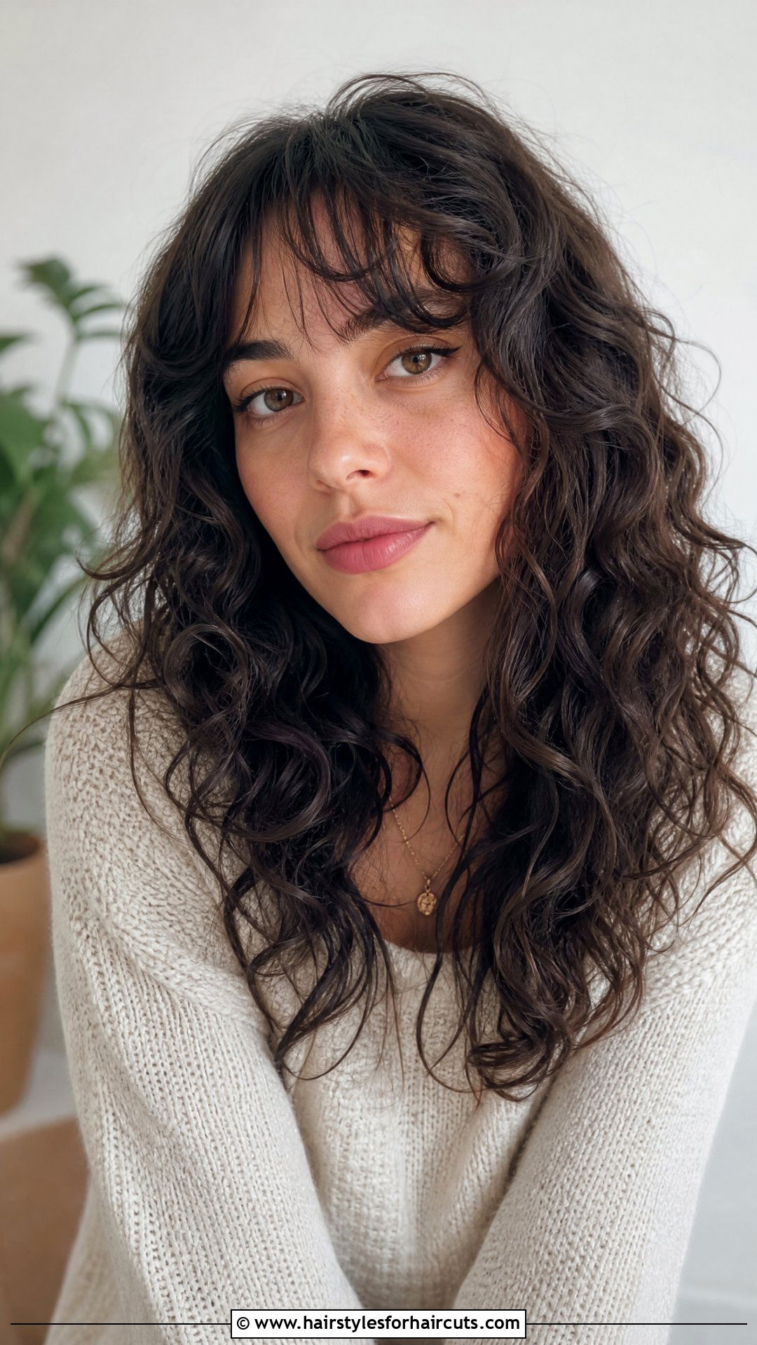 V Cut Curly Hair With Wispy Bangs - 25 v haircuts curly hair - 25 v haircuts curly hair