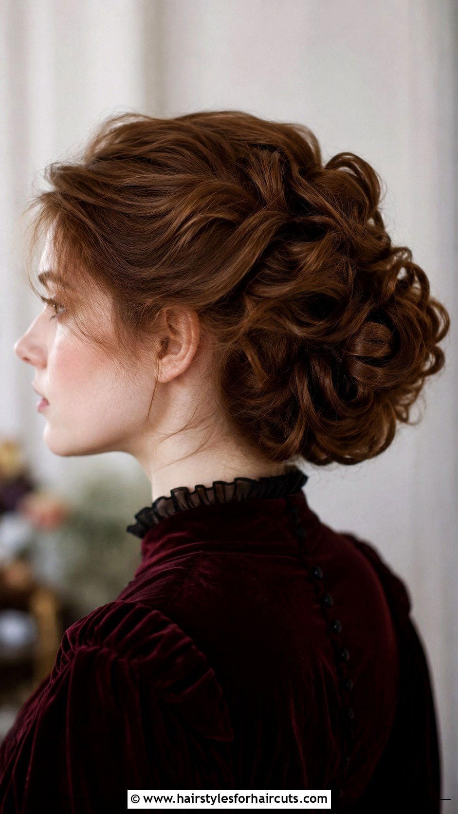 Victorian Ruffled Chignon Updo - 25 long hair princess hairstyles - 25 long hair princess hairstyles