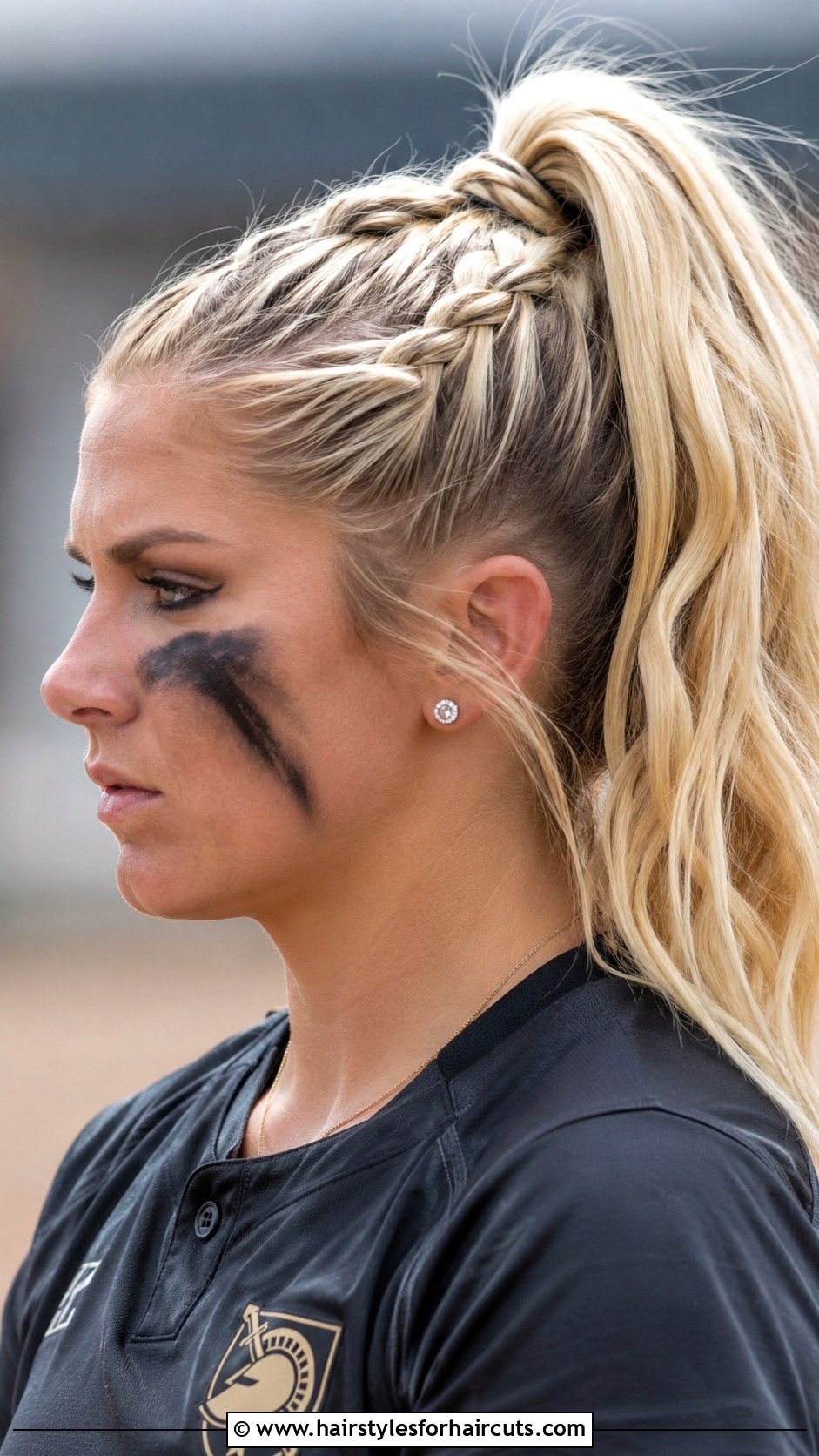 Viking Braid High Ponytail - 25 cute softball hairstyles - 25 cute softball hairstyles
