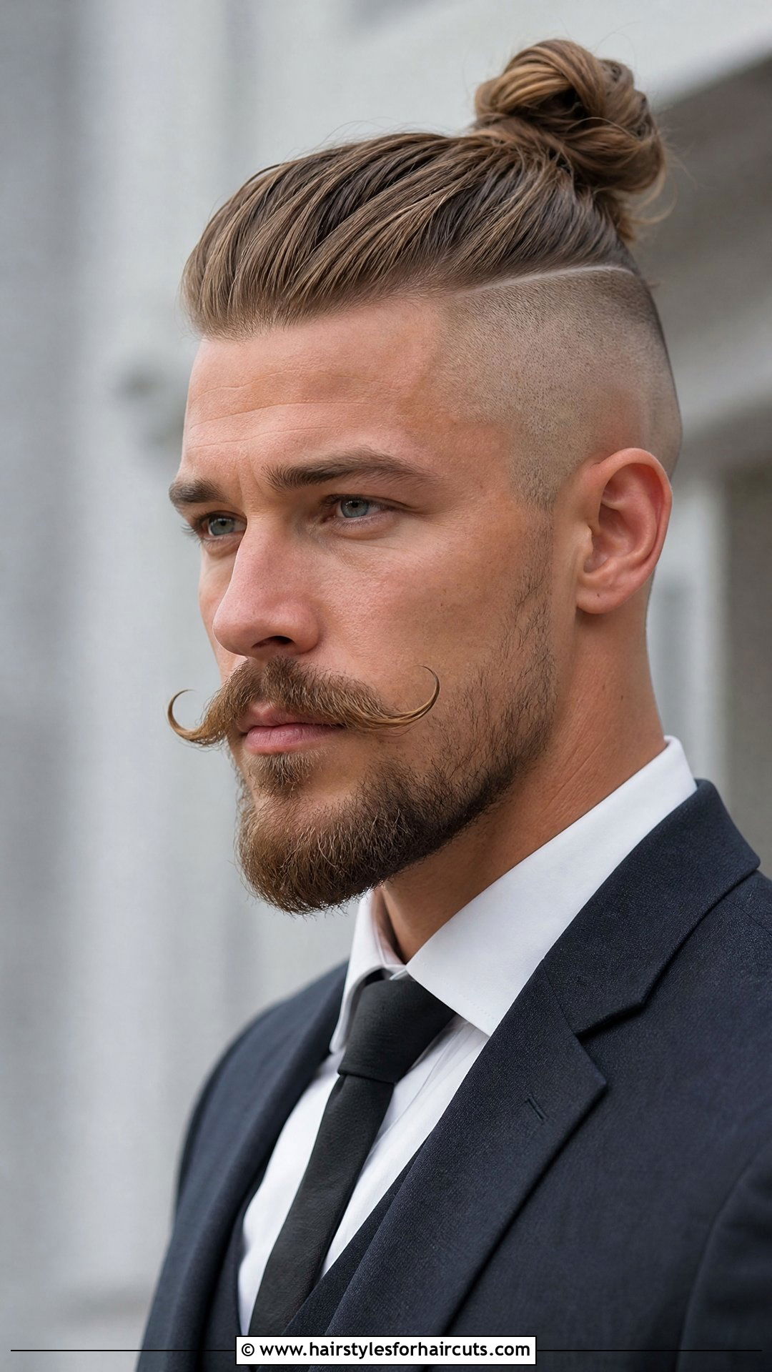 Viking Top Knot With Handlebar Mustache - 25 viking facial hairstyles - 25 viking facial hairstyles