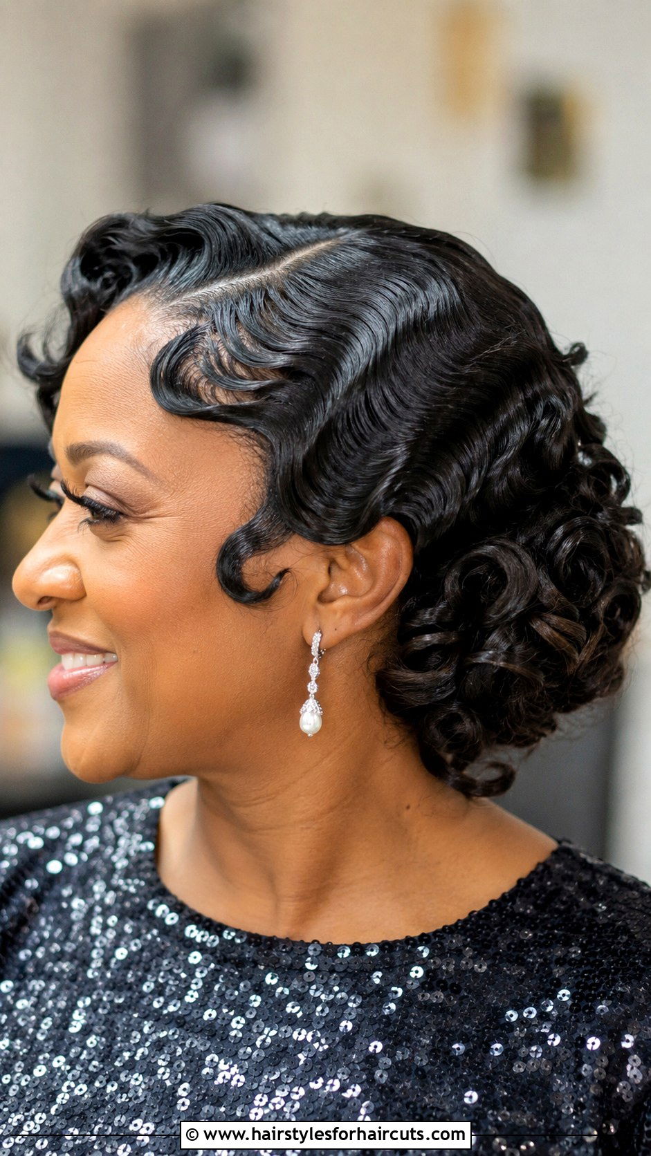 Vintage Curly Finger Wave Updo - 25 curly pin up hairstyles for black hair - 25 curly pin up hairstyles for black hair