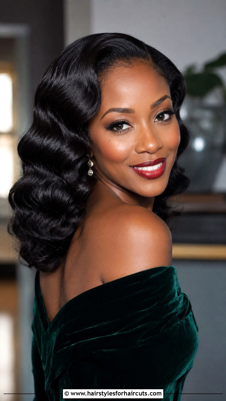Vintage Hollywood Waves - 25 gala hairstyles for black hair - 25 gala hairstyles for black hair
