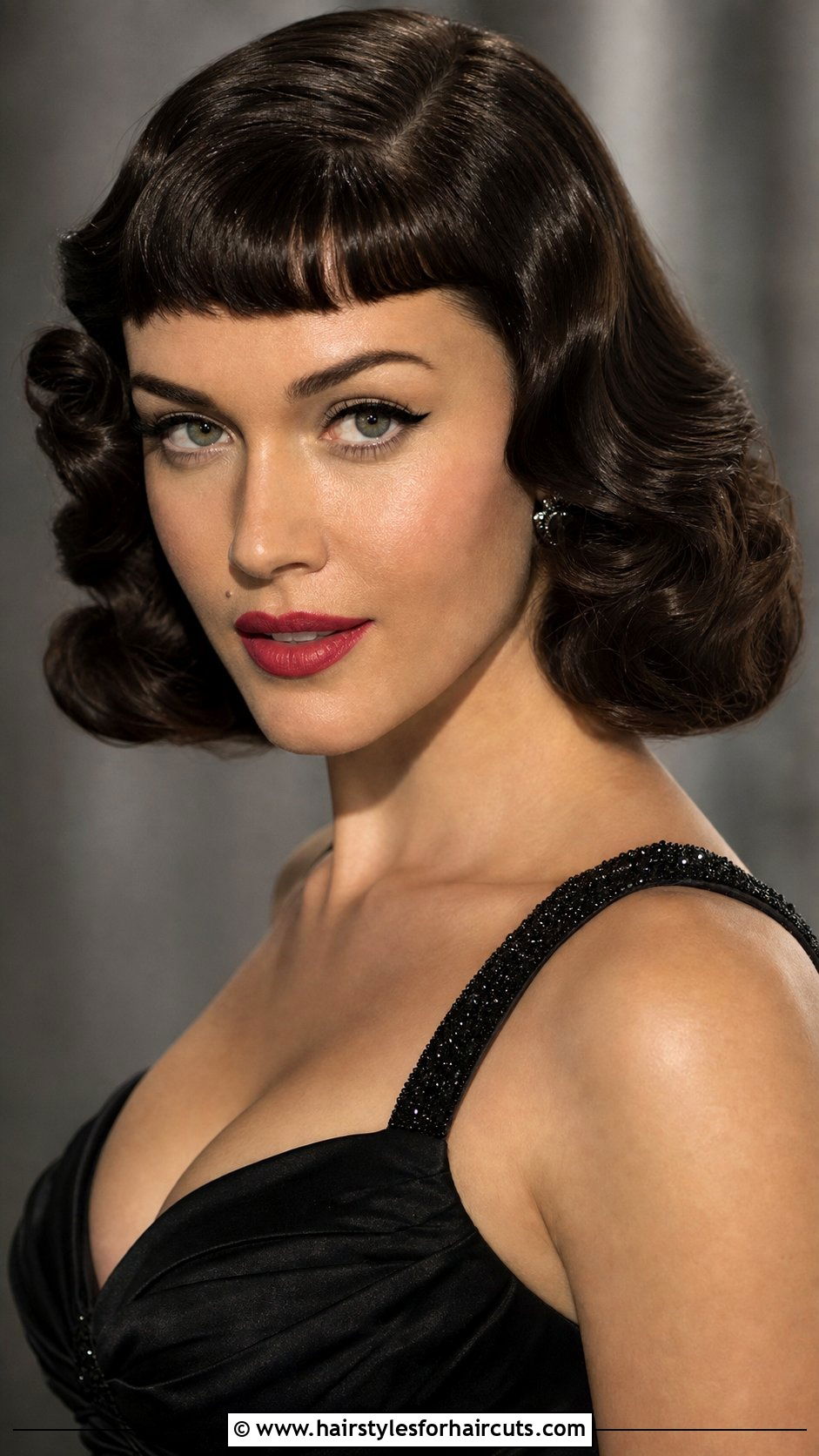 Vintage Hollywood Waves With Short Bangs - 25 wedding hairstyles with bangs for long hair - 25 wedding hairstyles with bangs for long hair