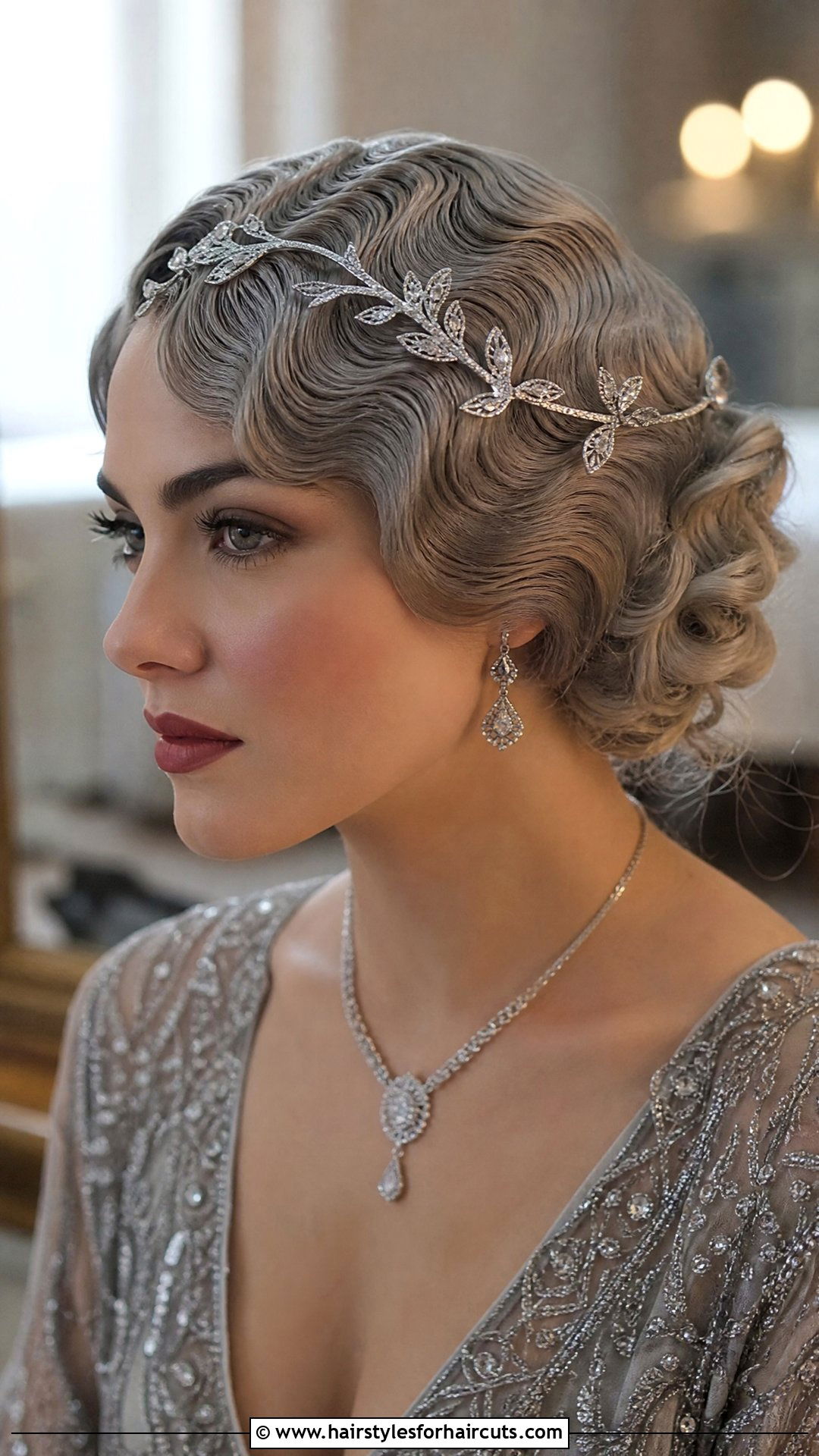 Vintage Waves With Silver Hair Vine - 25 hair vine hairstyles - 25 hair vine hairstyles