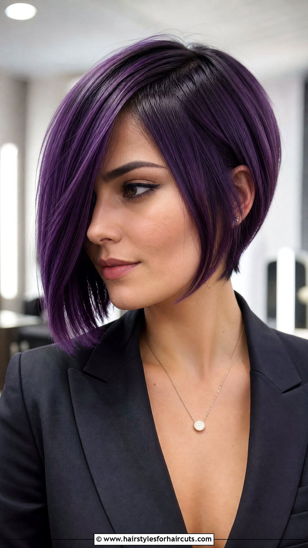 Violet Asymmetrical Bob - 25 violet hairstyles - 25 violet hairstyles
