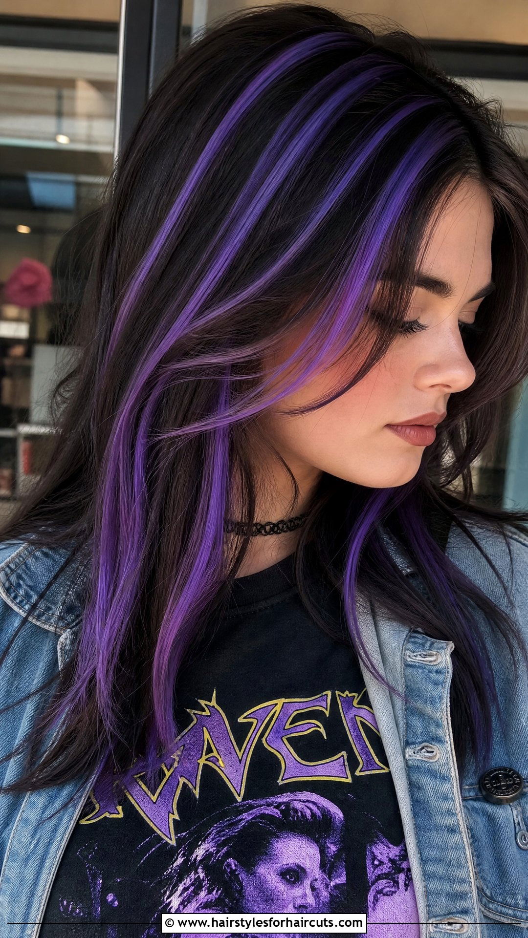 Violet Chunky Highlights - 25 violet hairstyles - 25 violet hairstyles