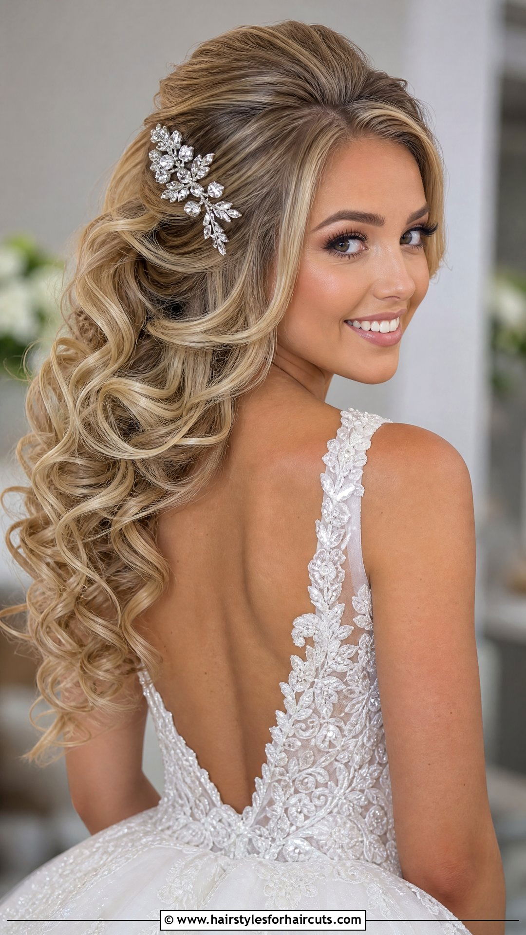 Volume Packed Half Up Bridal Hairstyle - 25 long hairstyles for weddings - 25 long hairstyles for weddings