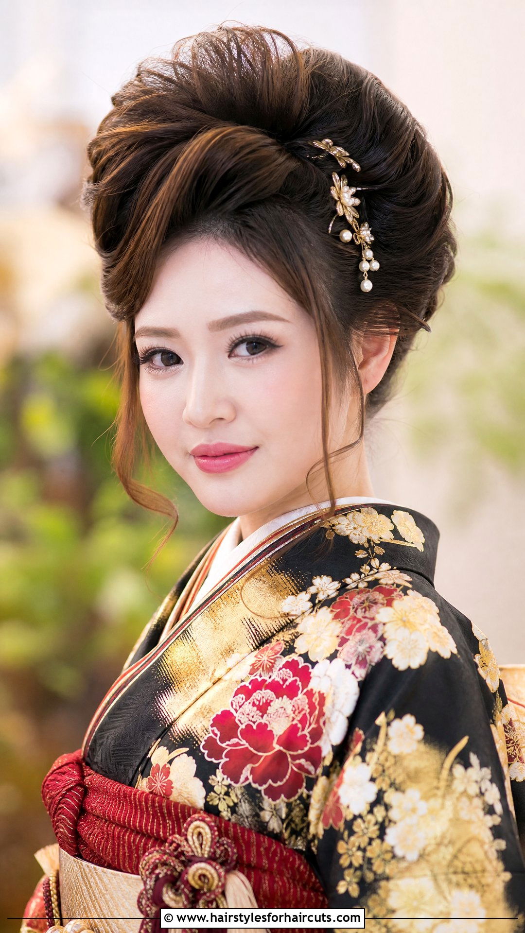 Volume Pinned Updo For Kimono - 25 kimono hairstyles - 25 kimono hairstyles