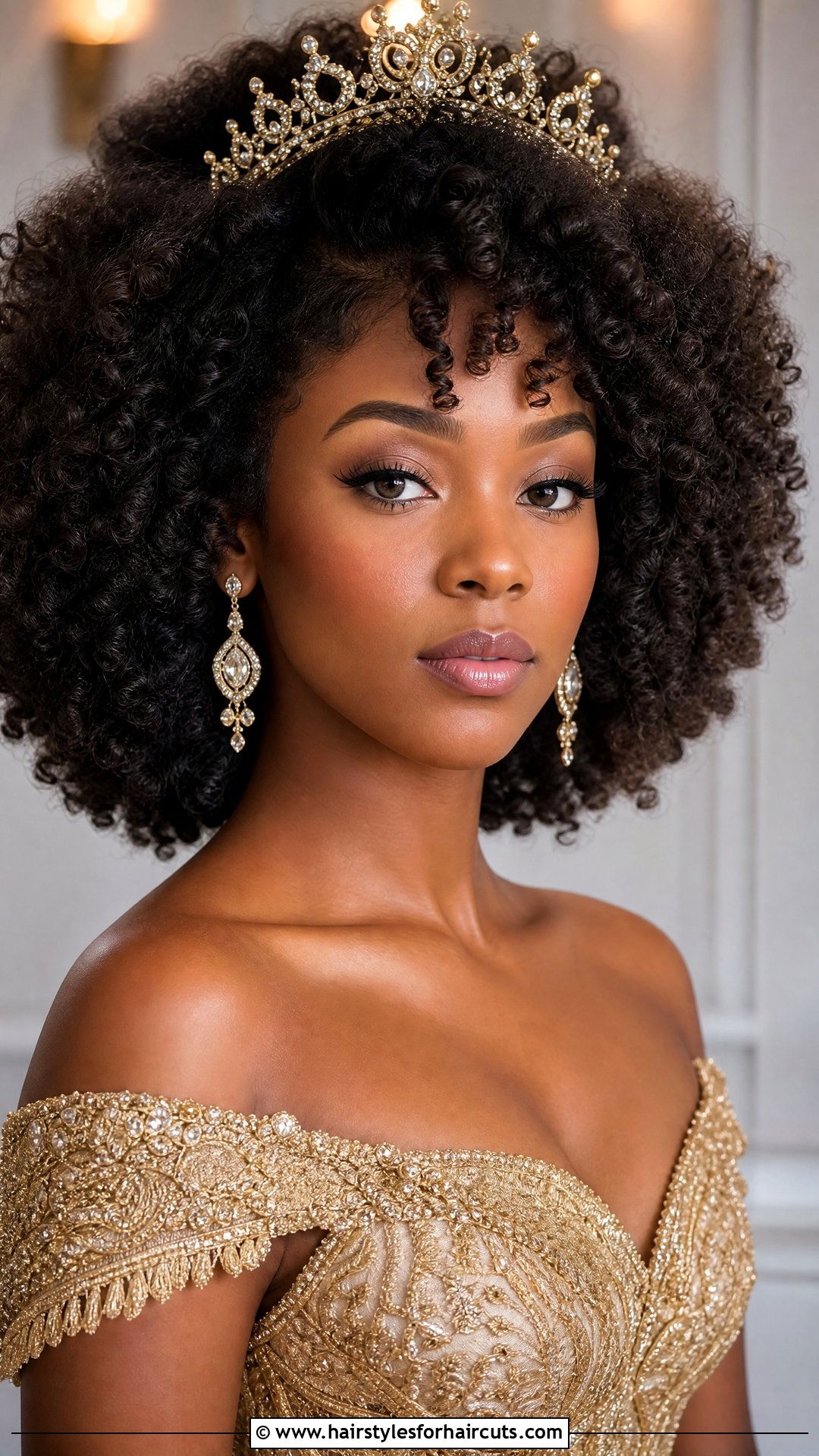 Voluminous Afro Curls With Crown - 25 long hair quinceanera hairstyles with crown - 25 long hair quinceanera hairstyles with crown