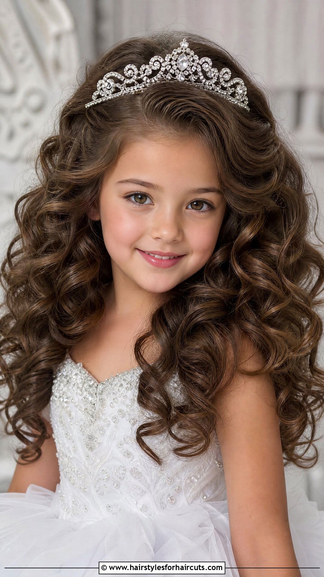 Voluminous Curls With Tiara - 25 first communion hairstyles - 25 first communion hairstyles