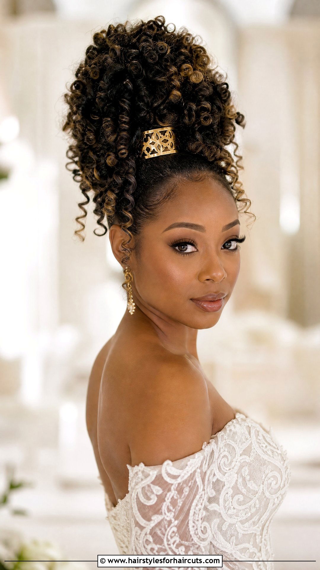 Voluminous Curly Afro Wedding Updo - 25 wedding hairstyles for thick hair - 25 wedding hairstyles for thick hair