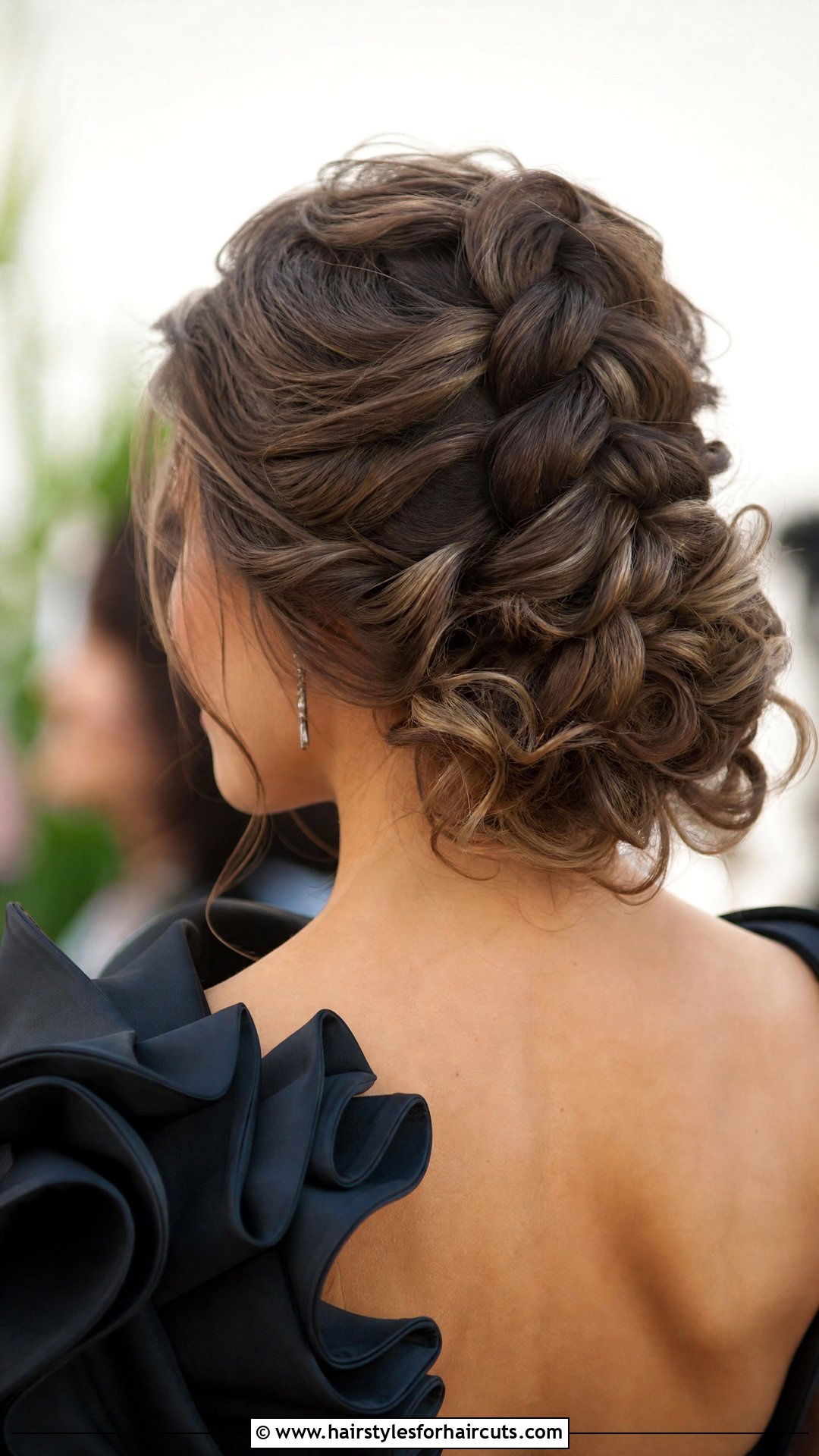 Voluminous Curly French Braid Updo - 25 updo prom hairstyles for curly hair - 25 updo prom hairstyles for curly hair