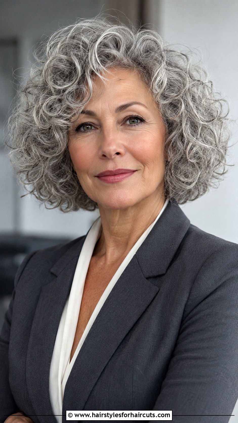 Voluminous Curly Grey Bob - 25 choppy short curly hairstyles for grey hair - 25 choppy short curly hairstyles for grey hair
