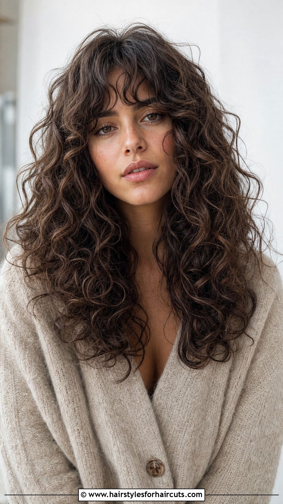 Voluminous Curly Hair With Bottleneck Bangs - 25 curly haircuts bangs - 25 curly haircuts bangs