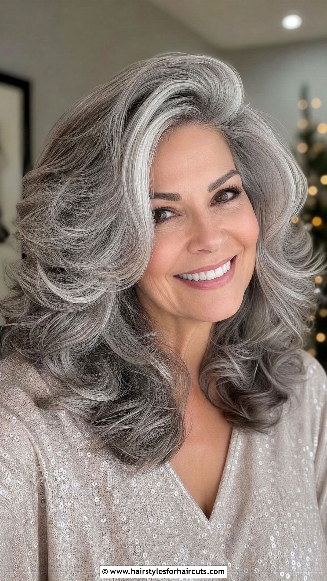 Voluminous Grey Layered Haircut - 25 grey hairstyles for women over 50 - 25 grey hairstyles for women over 50