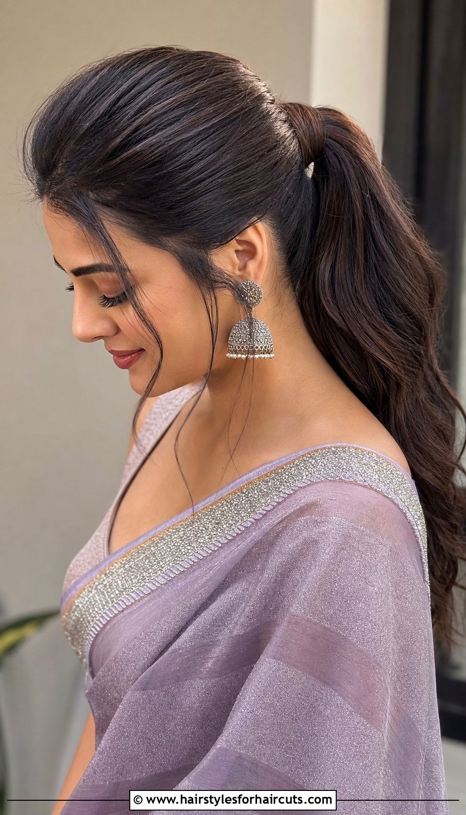 Voluminous High Ponytail - 25 hairstyles for saree - 25 hairstyles for saree