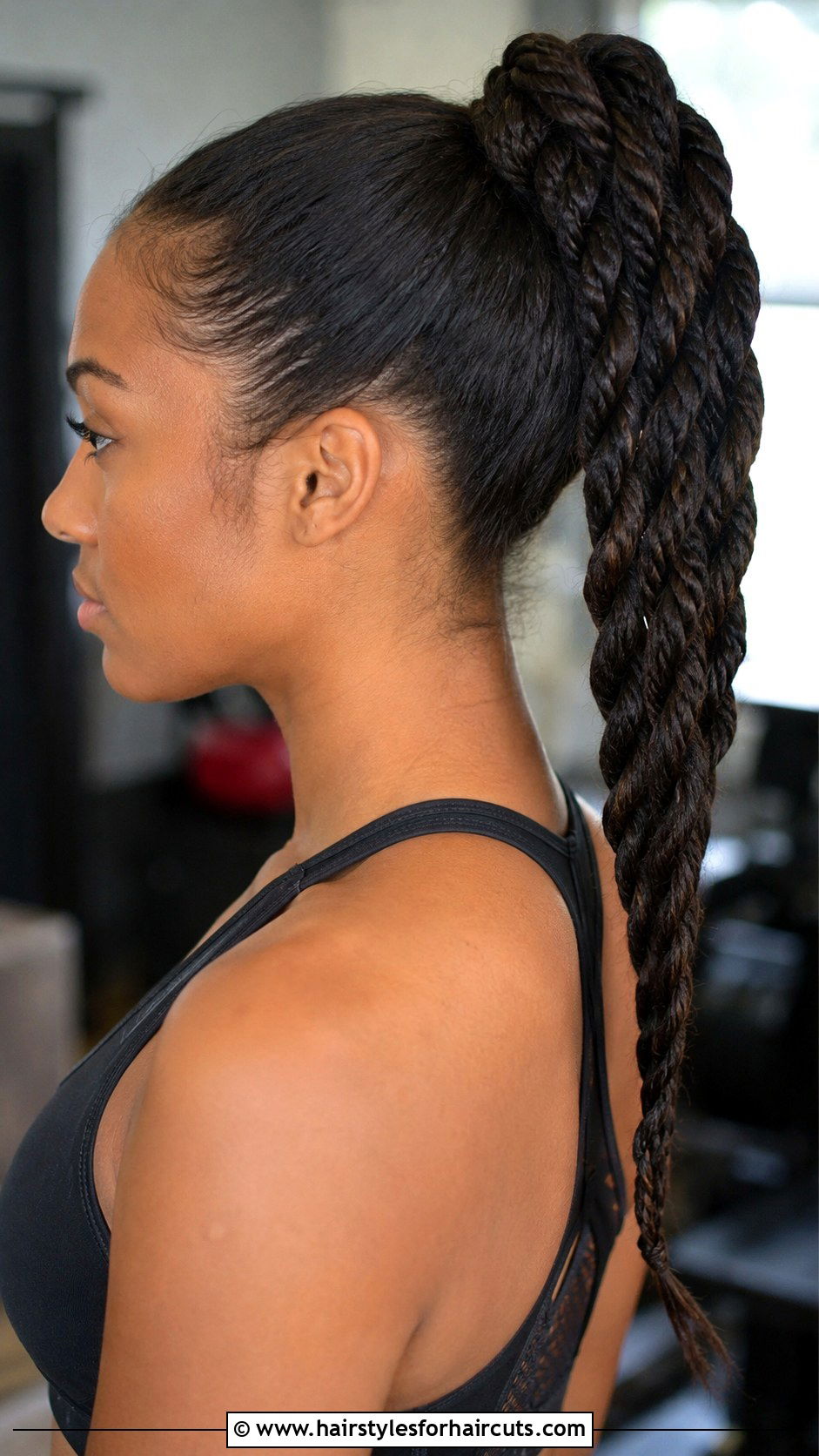 Voluminous Rope Braid Ponytail - 25 extension hairstyles - 25 extension hairstyles