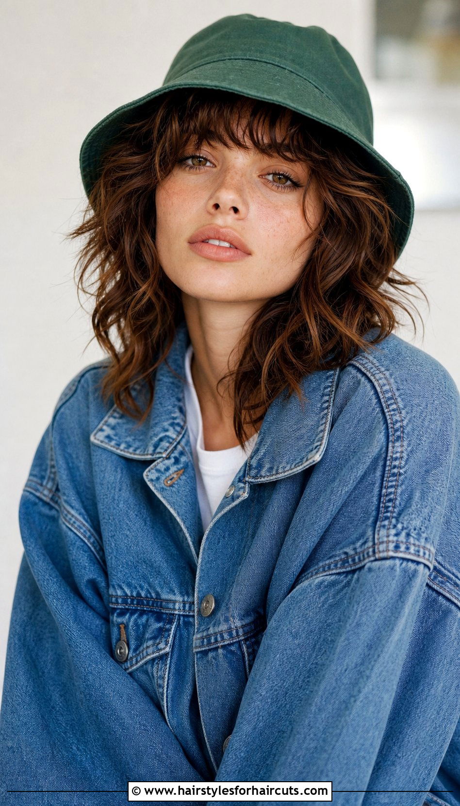 Voluminous Shag With Bucket Hat - 25 hat hairstyles for short hair - 25 hat hairstyles for short hair