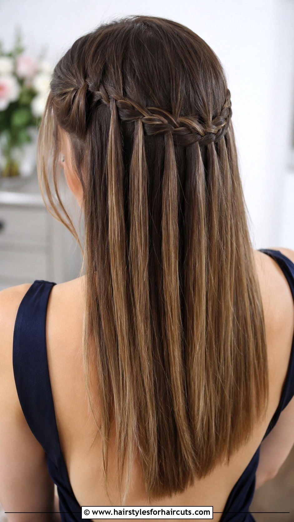 Waterfall Braid - 25 cute hairstyles for medium length straight hair - 25 cute hairstyles for medium length straight hair