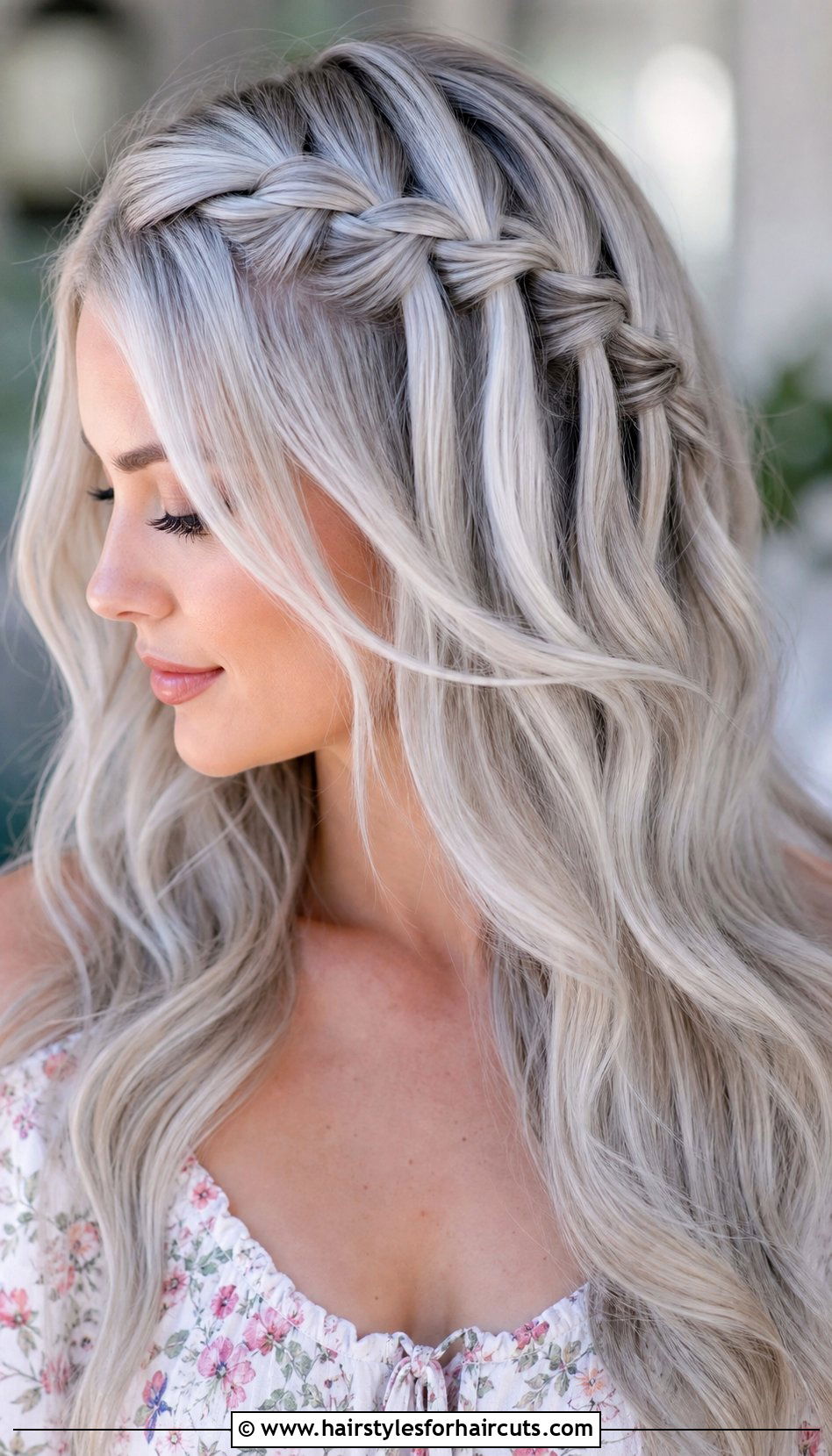 Waterfall Braid - 25 braided hairstyles for gray hair over 50 - 25 braided hairstyles for gray hair over 50