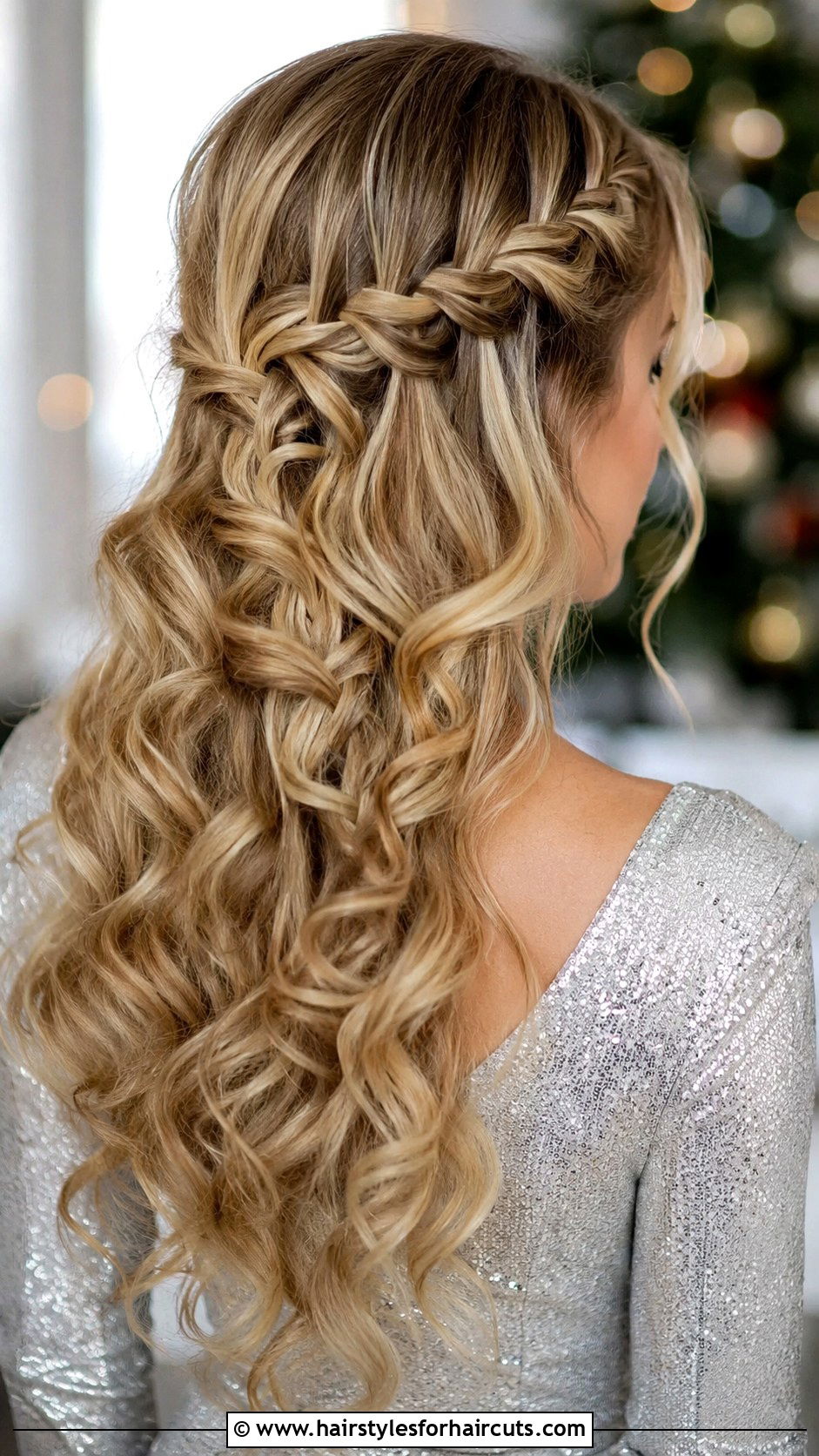 Waterfall Braid Christmas Tree - 25 christmas tree hairstyles - 25 christmas tree hairstyles