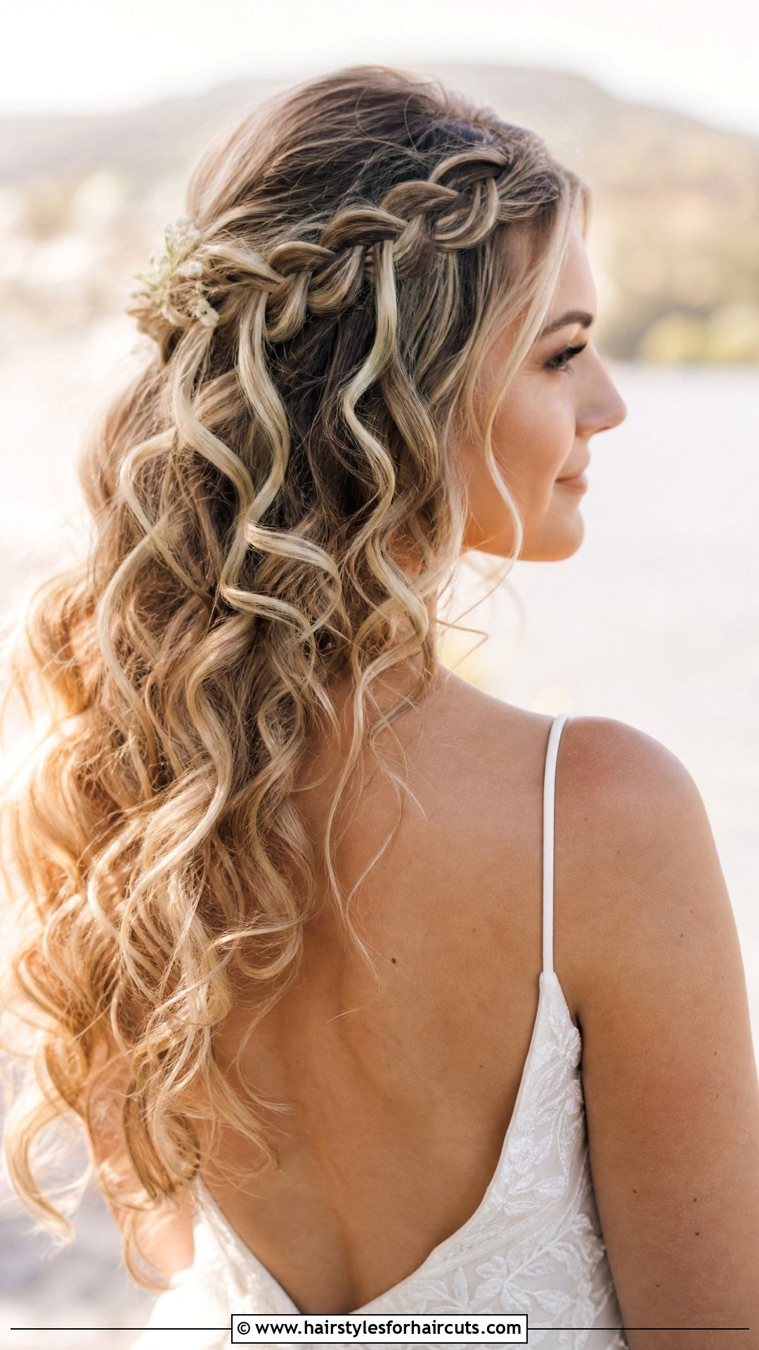 Waterfall Braid Curly Wedding Hair - 25 wedding hairstyles for curly hair - 25 wedding hairstyles for curly hair
