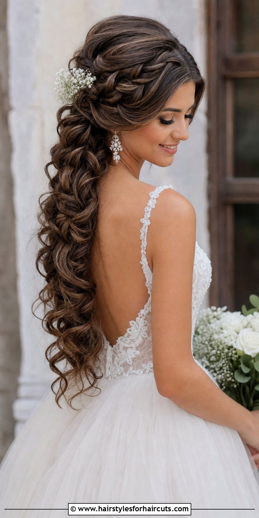 Waterfall Braid Curly Wedding Hair - 25 wedding hairstyles curls - 25 wedding hairstyles curls