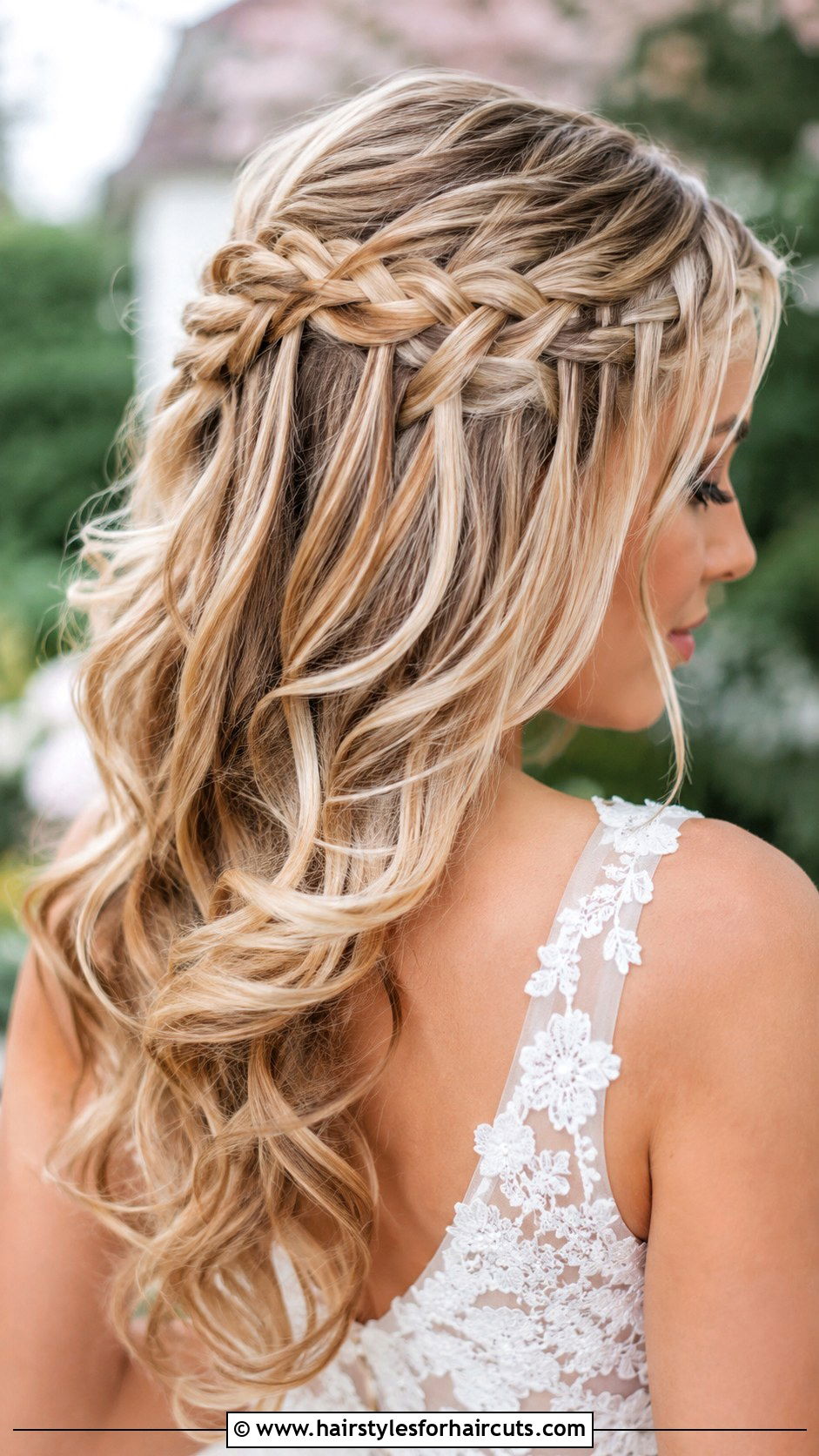 Waterfall Braid Down - 25 down wedding hairstyles for medium hair - 25 down wedding hairstyles for medium hair