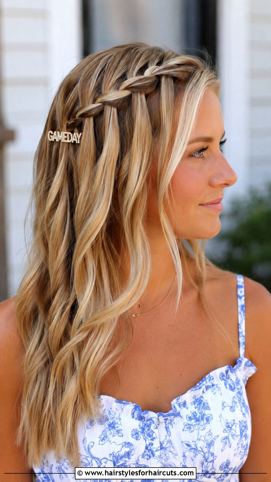 Waterfall Braid Game Day Hairstyle - 25 game day hairstyles - 25 game day hairstyles