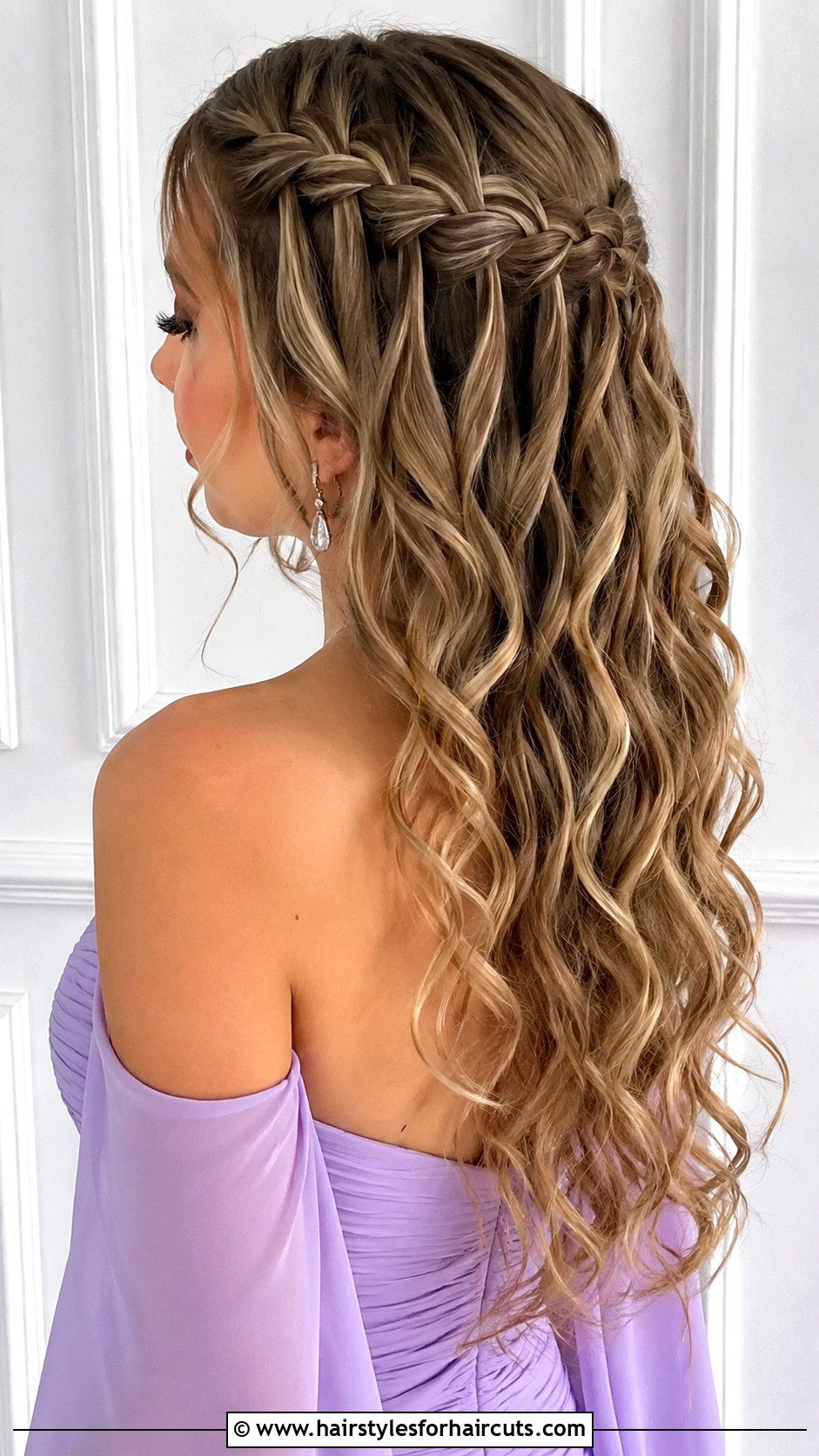 Waterfall Braid Hairstyle - 25 ball hairstyles for medium hair - 25 ball hairstyles for medium hair