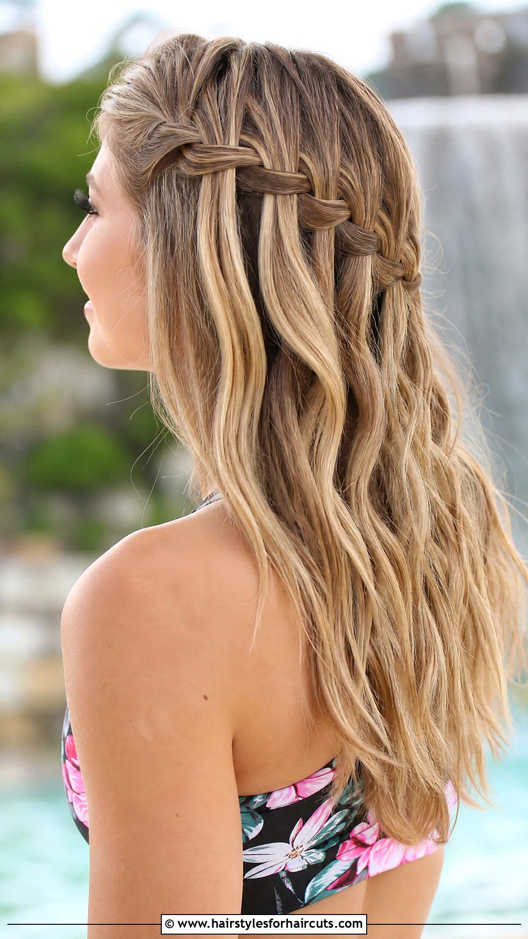 Waterfall Braid Half Up - 25 hairstyles for cheerleaders - 25 hairstyles for cheerleaders