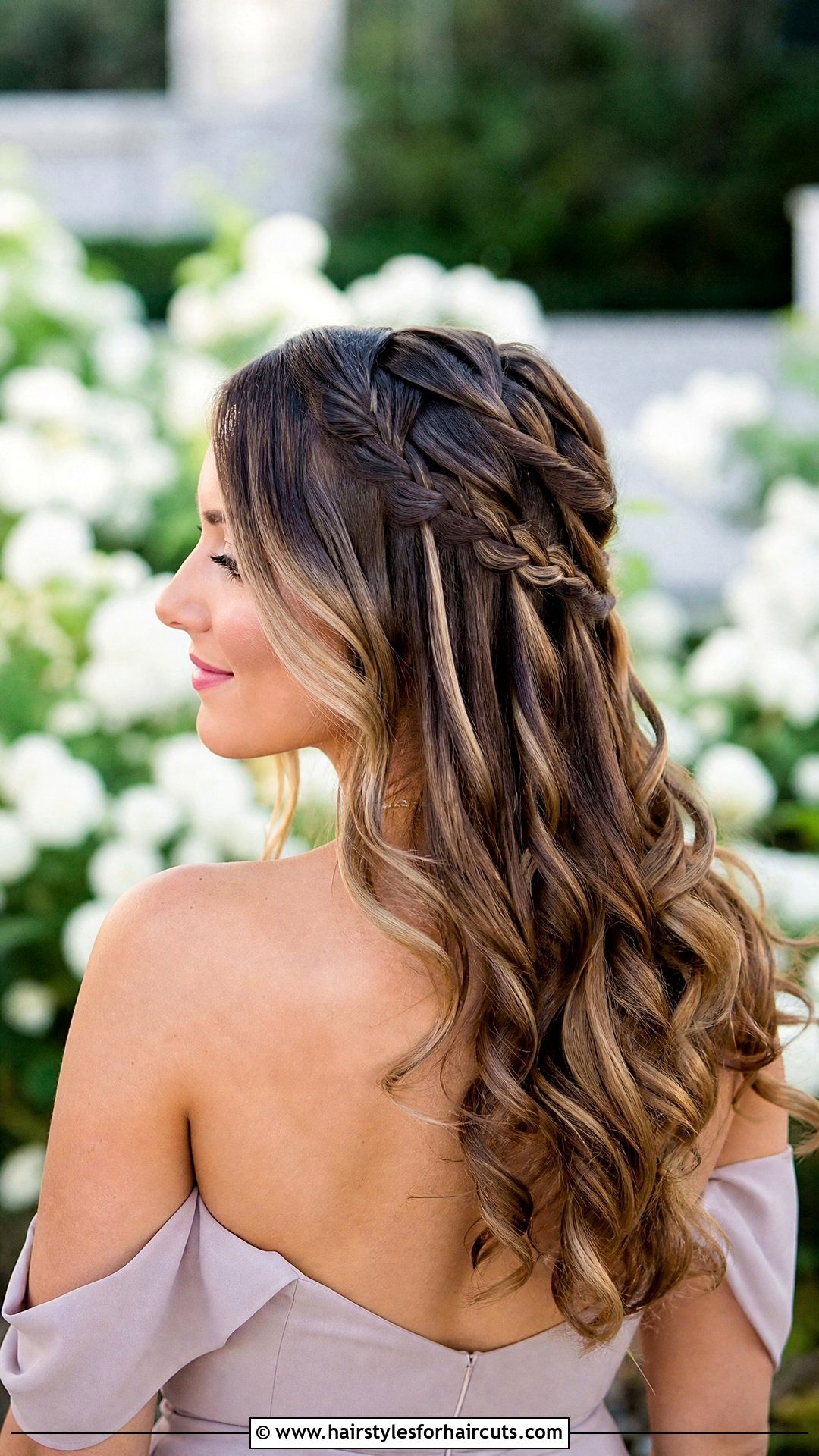 Waterfall Braid Long Hair Cocktail Look - 25 cocktail hairstyles for long hair - 25 cocktail hairstyles for long hair
