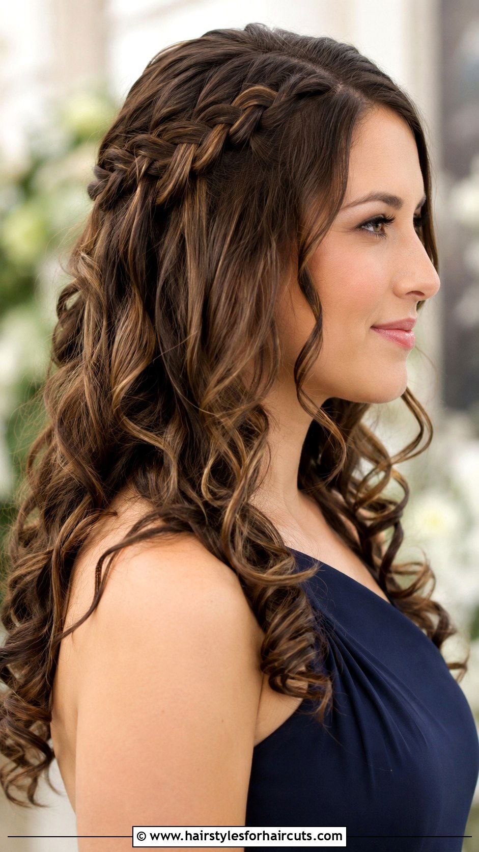 Waterfall Braid Loose Curls - 25 cute winter hairstyles for long hair - 25 cute winter hairstyles for long hair