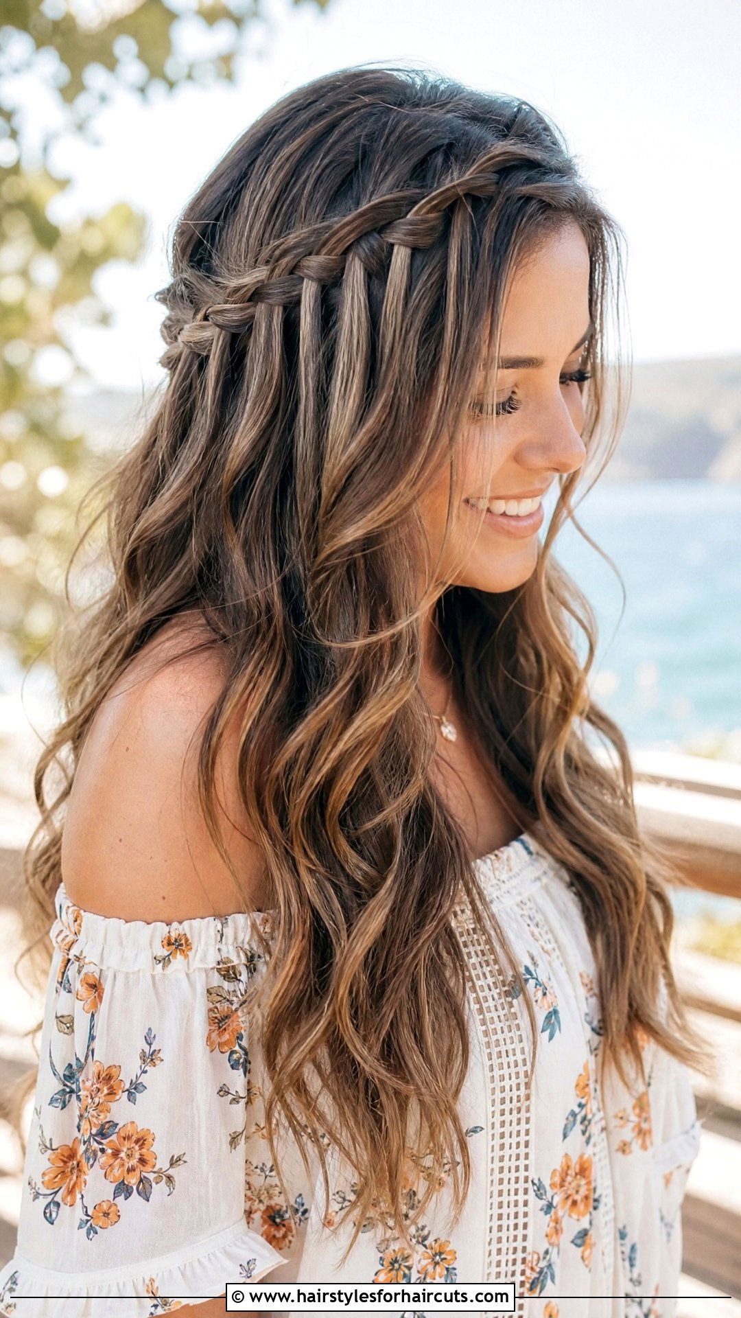 Waterfall Braid Loose Waves - 25 platts hairstyles - 25 platts hairstyles